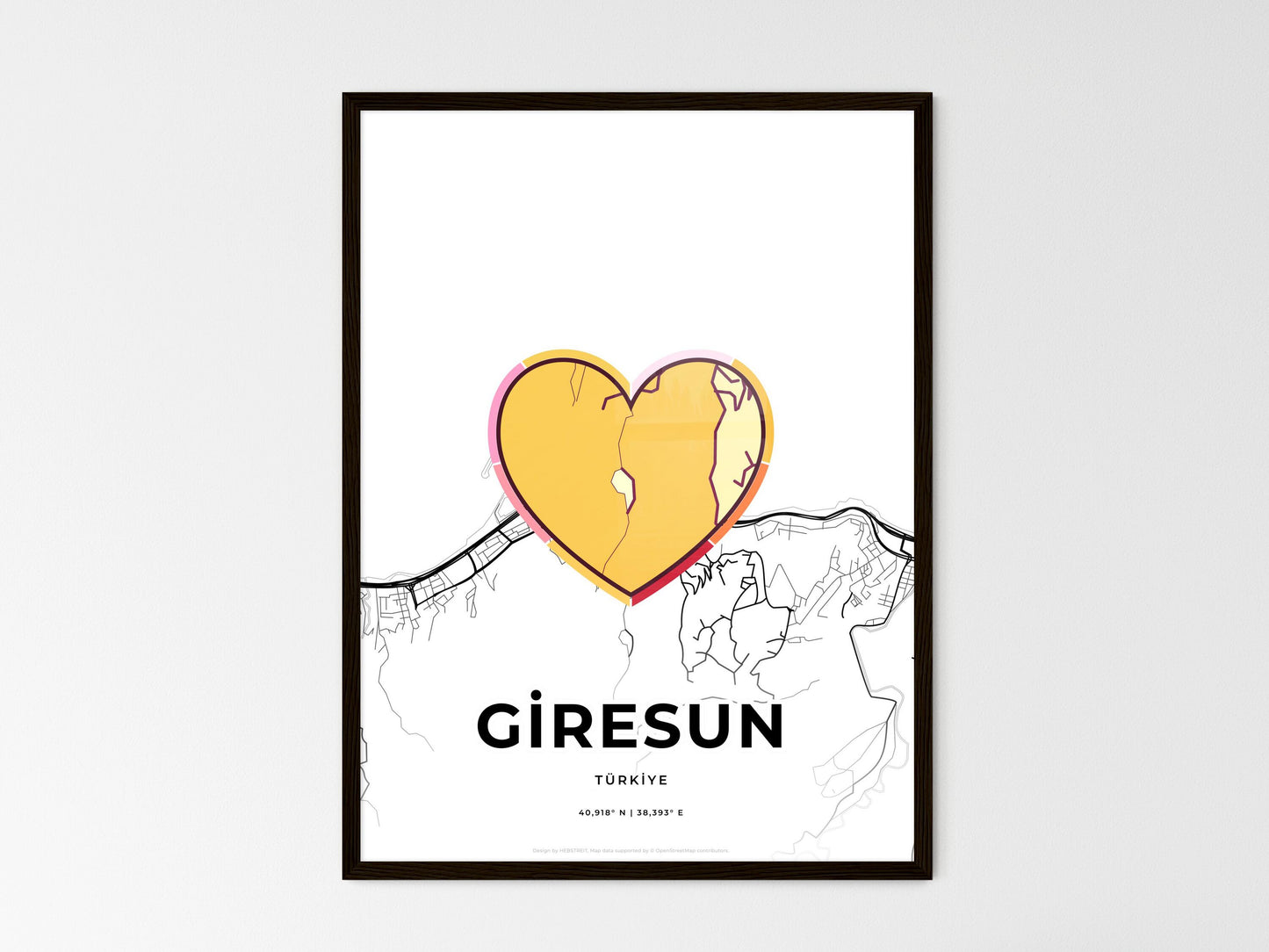 Giresun Turkey wedding art map with heart icon
