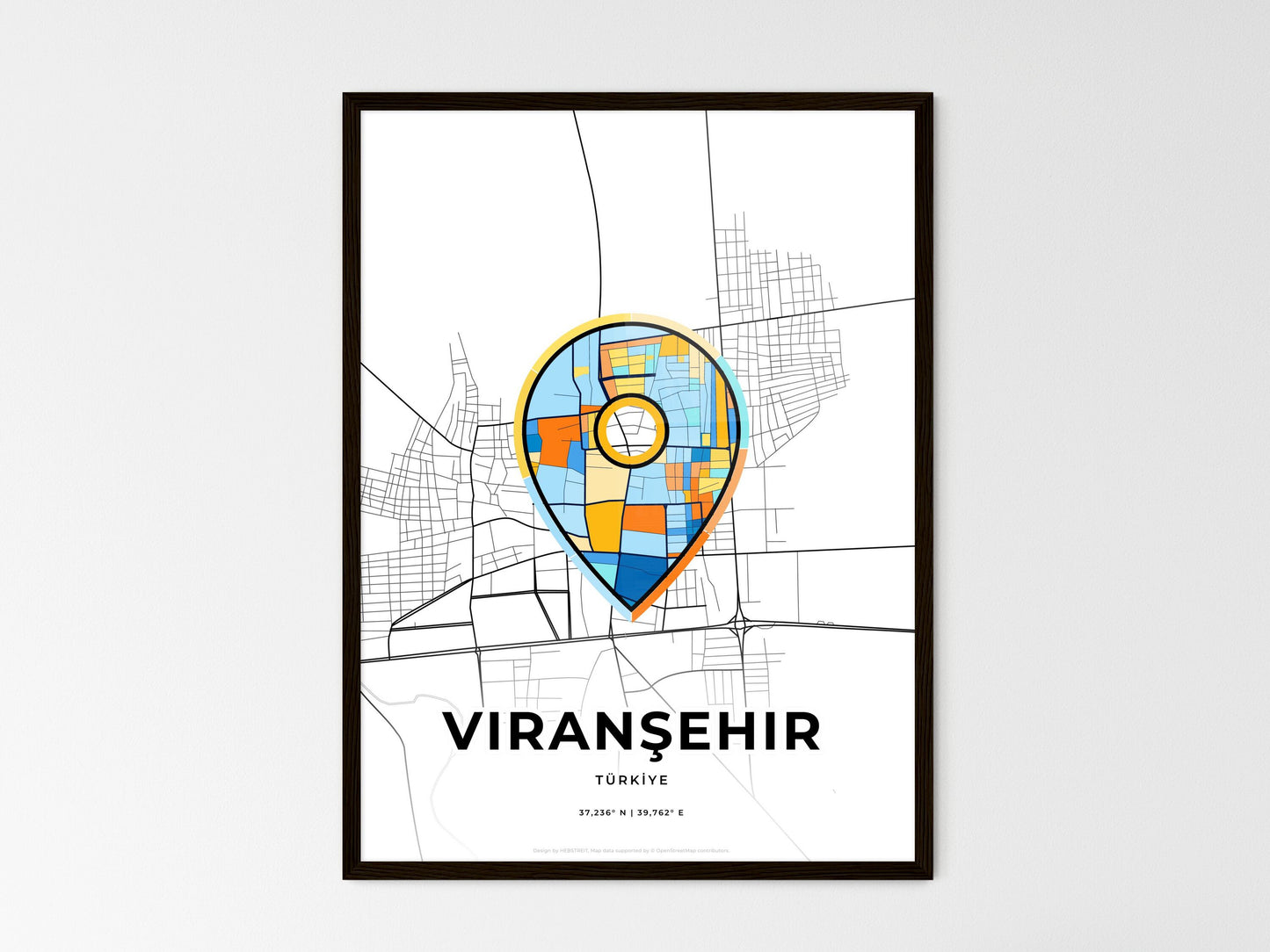 Viranşehir Turkey wedding art map with pointer icon