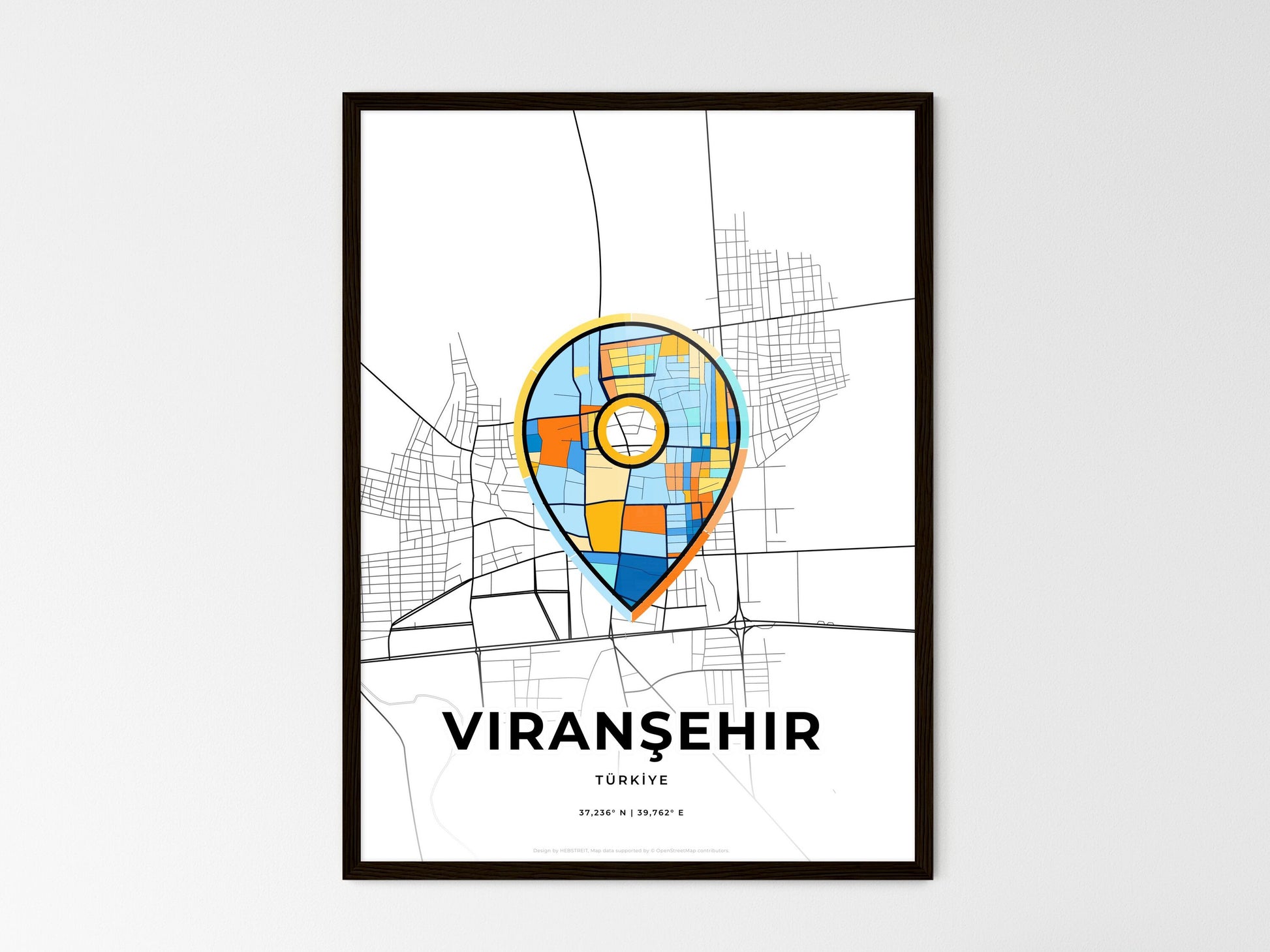 Viranşehir Turkey wedding art map with pointer icon