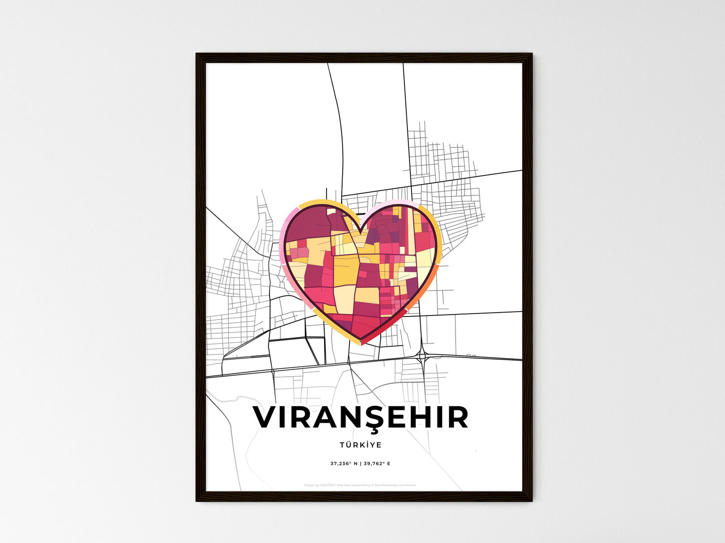 Viranşehir Turkey wedding art map with heart icon