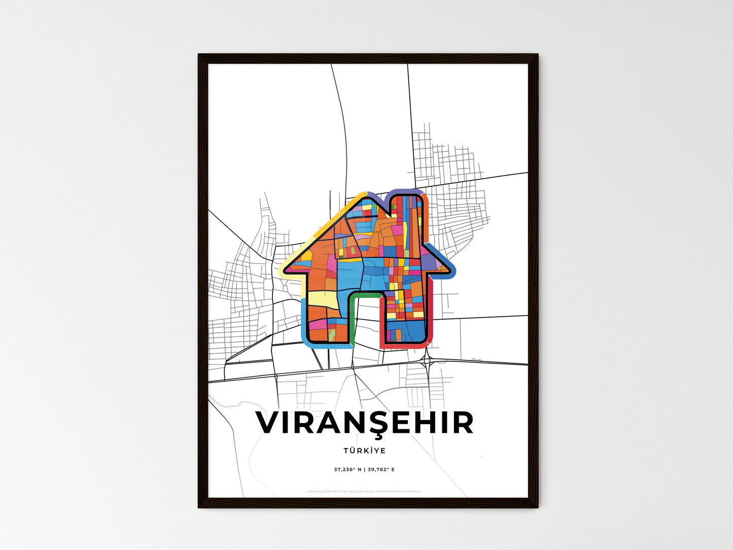 Viranşehir Turkey wedding art map with home icon