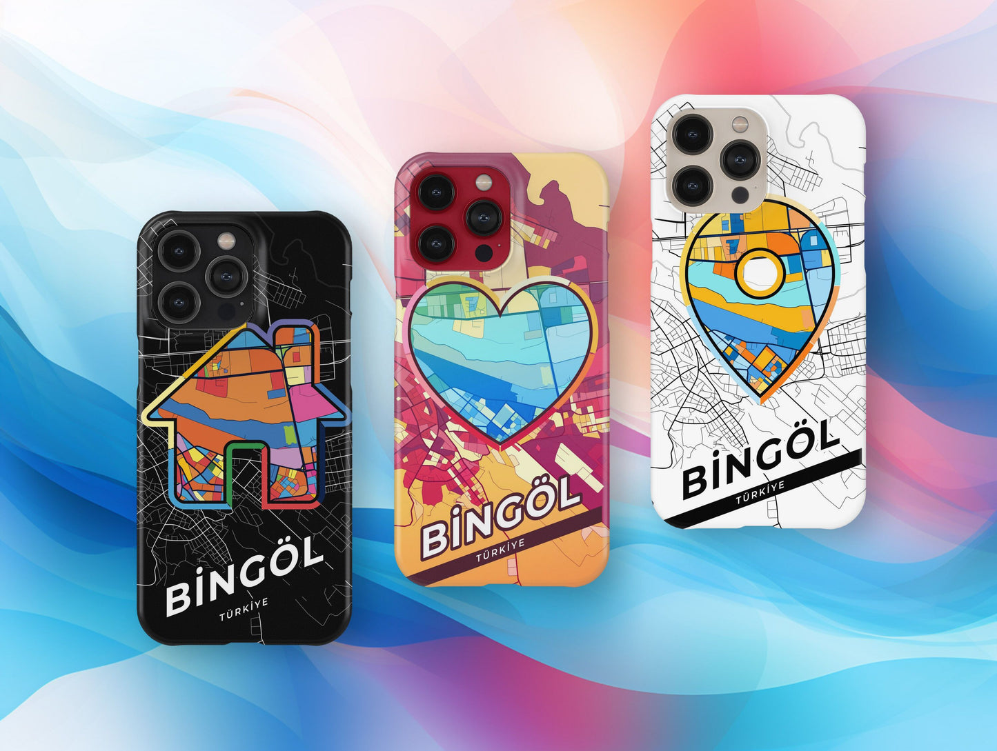 Bingöl Turkey slim phone case with colorful icon. Birthday, wedding or housewarming gift. Couple match cases.