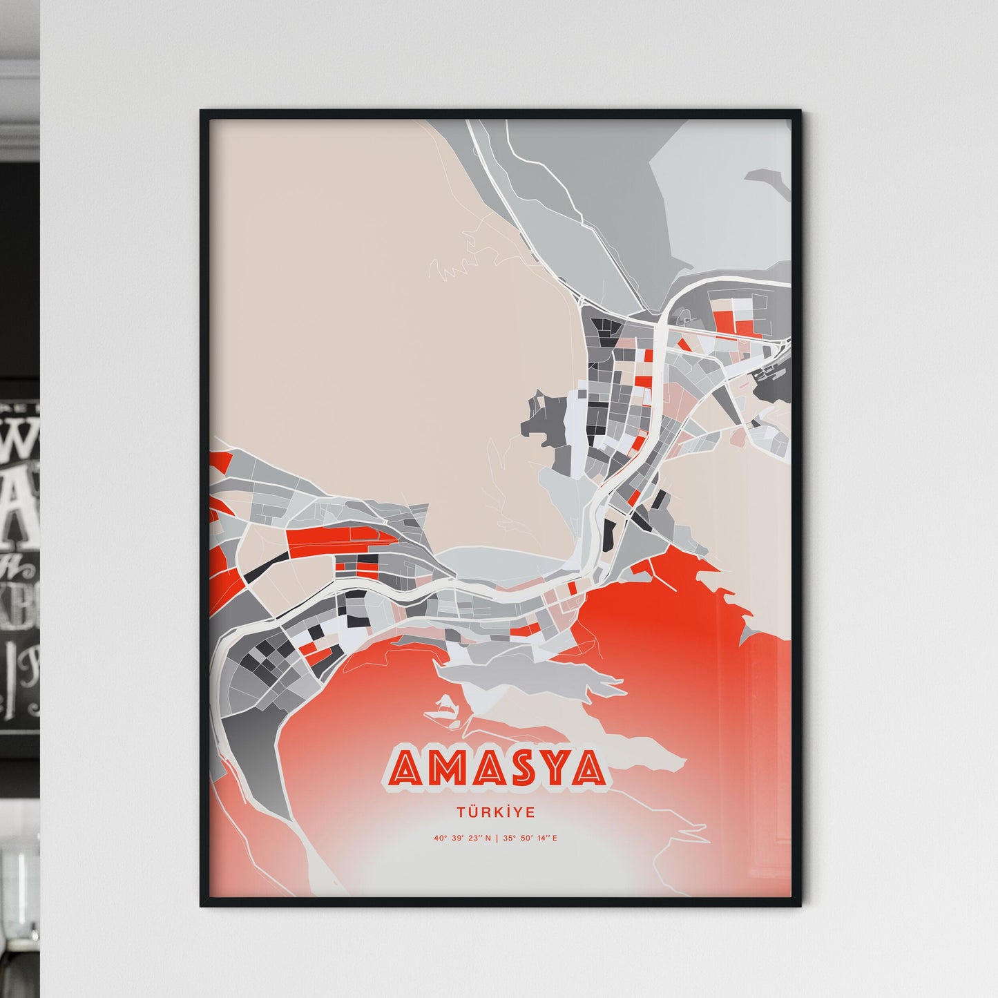 Colorful AMASYA TURKEY Fine Art Map Modern