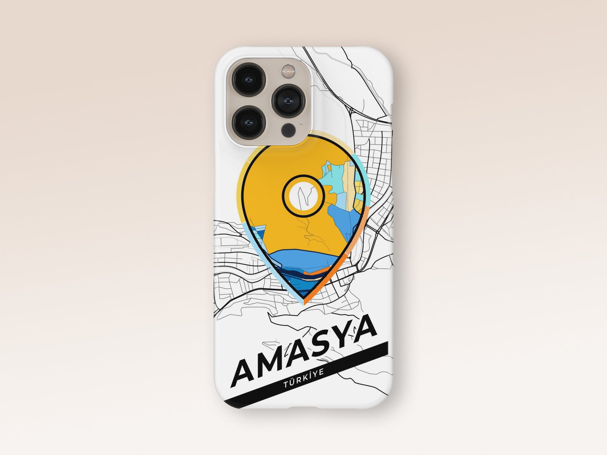 Amasya Turkey slim phone case with colorful icon. Birthday, wedding or housewarming gift. Couple match cases. 1