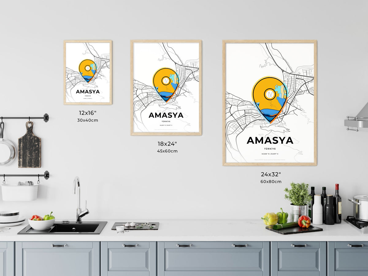 Amasya Turkey art map size chart