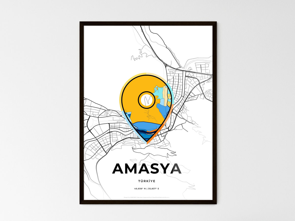Amasya Turkey wedding art map with pointer icon