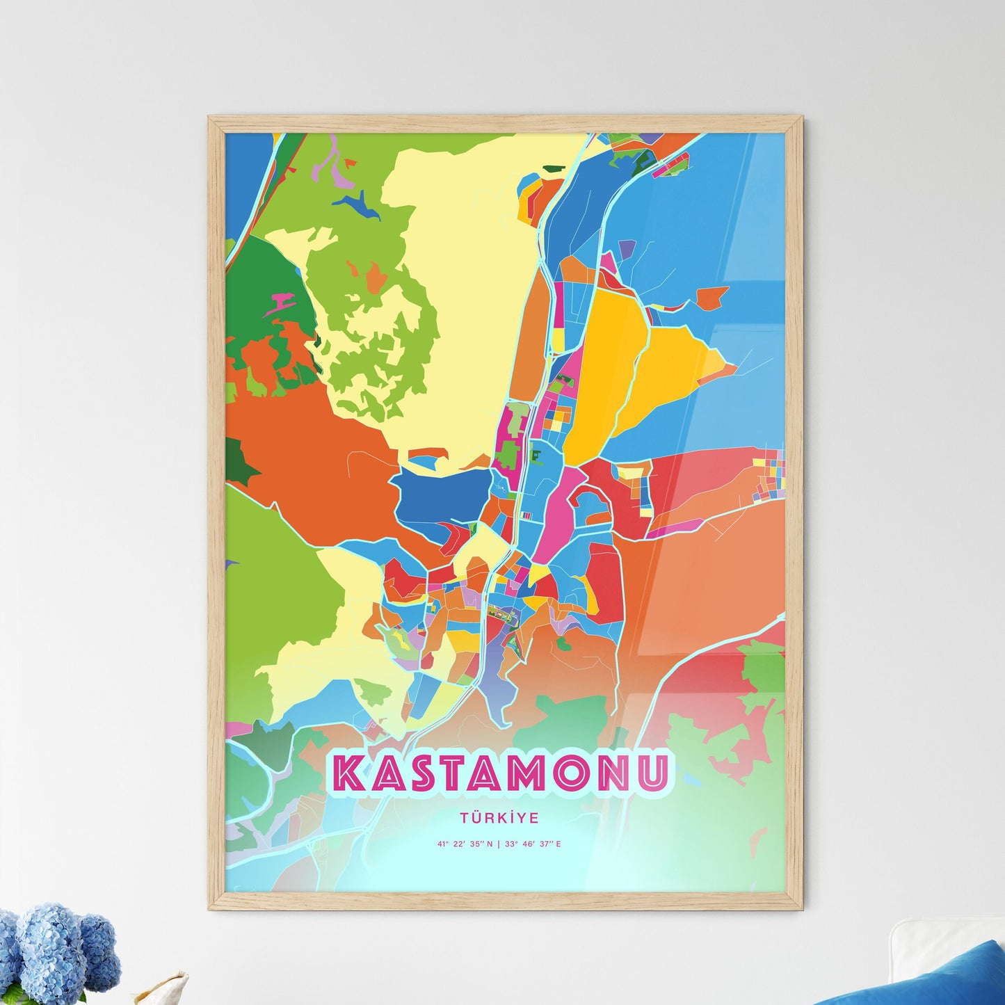 Colorful KASTAMONU TURKEY Fine Art Map Crazy Colors