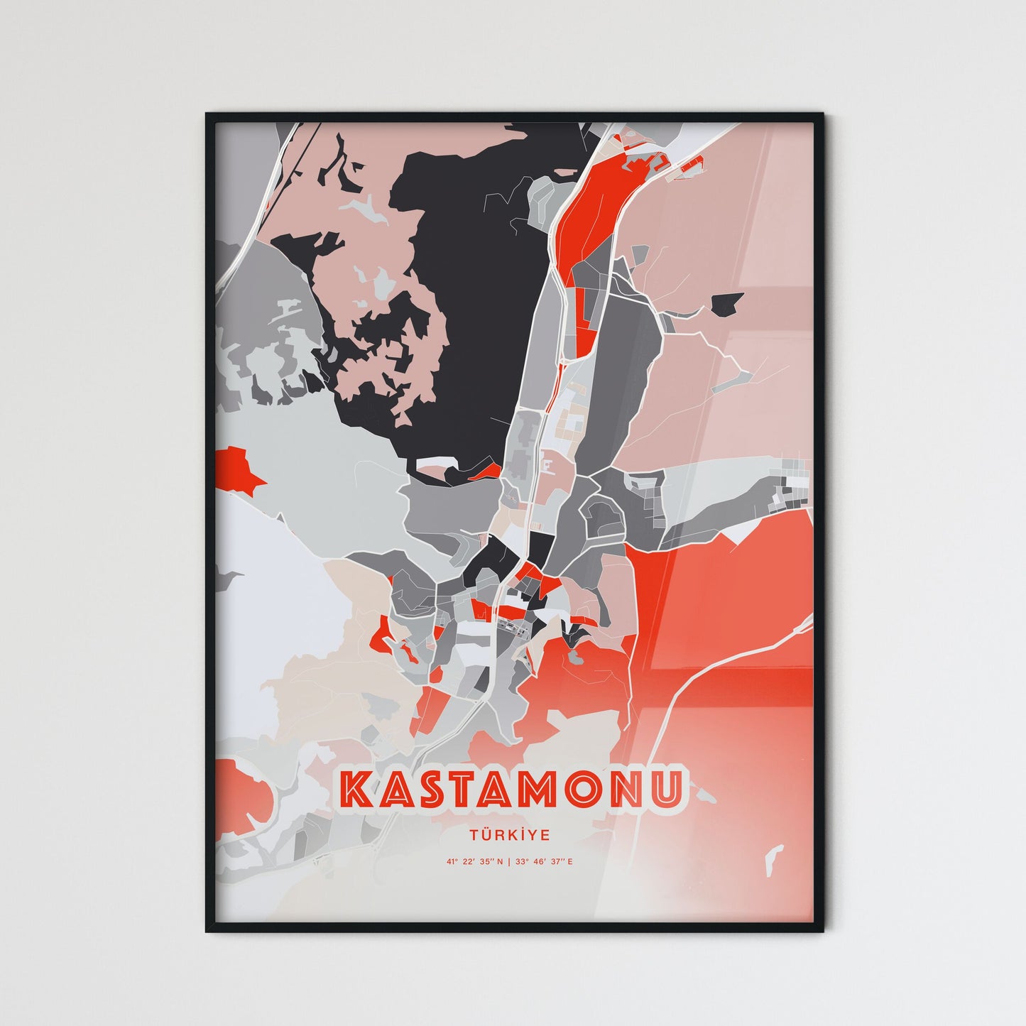 Colorful KASTAMONU TURKEY Fine Art Map Modern