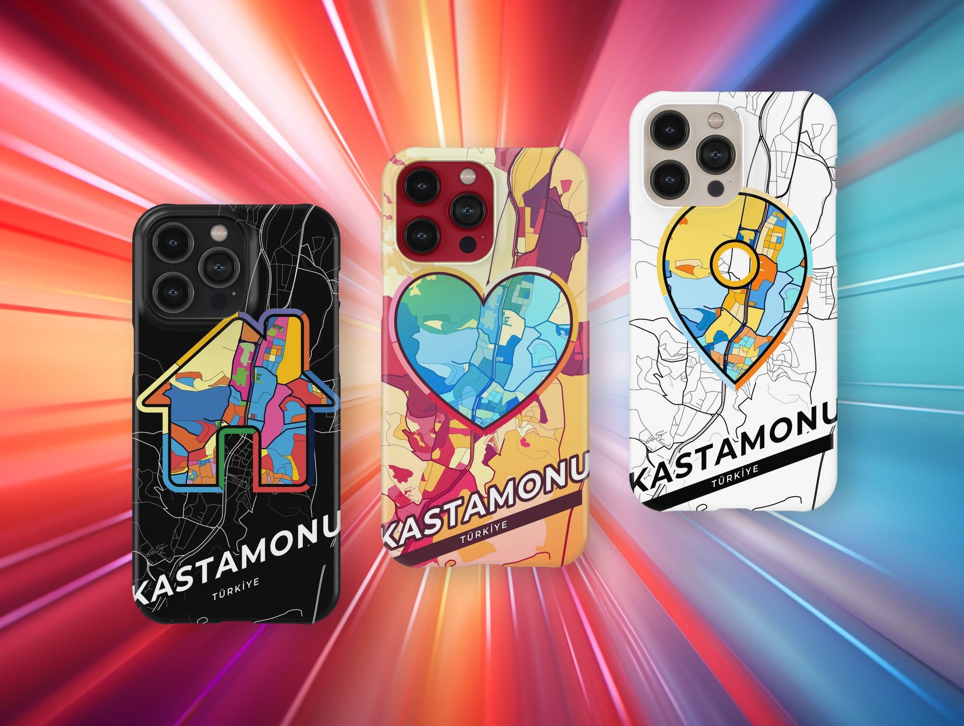Kastamonu Turkey slim phone case with colorful icon. Birthday, wedding or housewarming gift. Couple match cases.