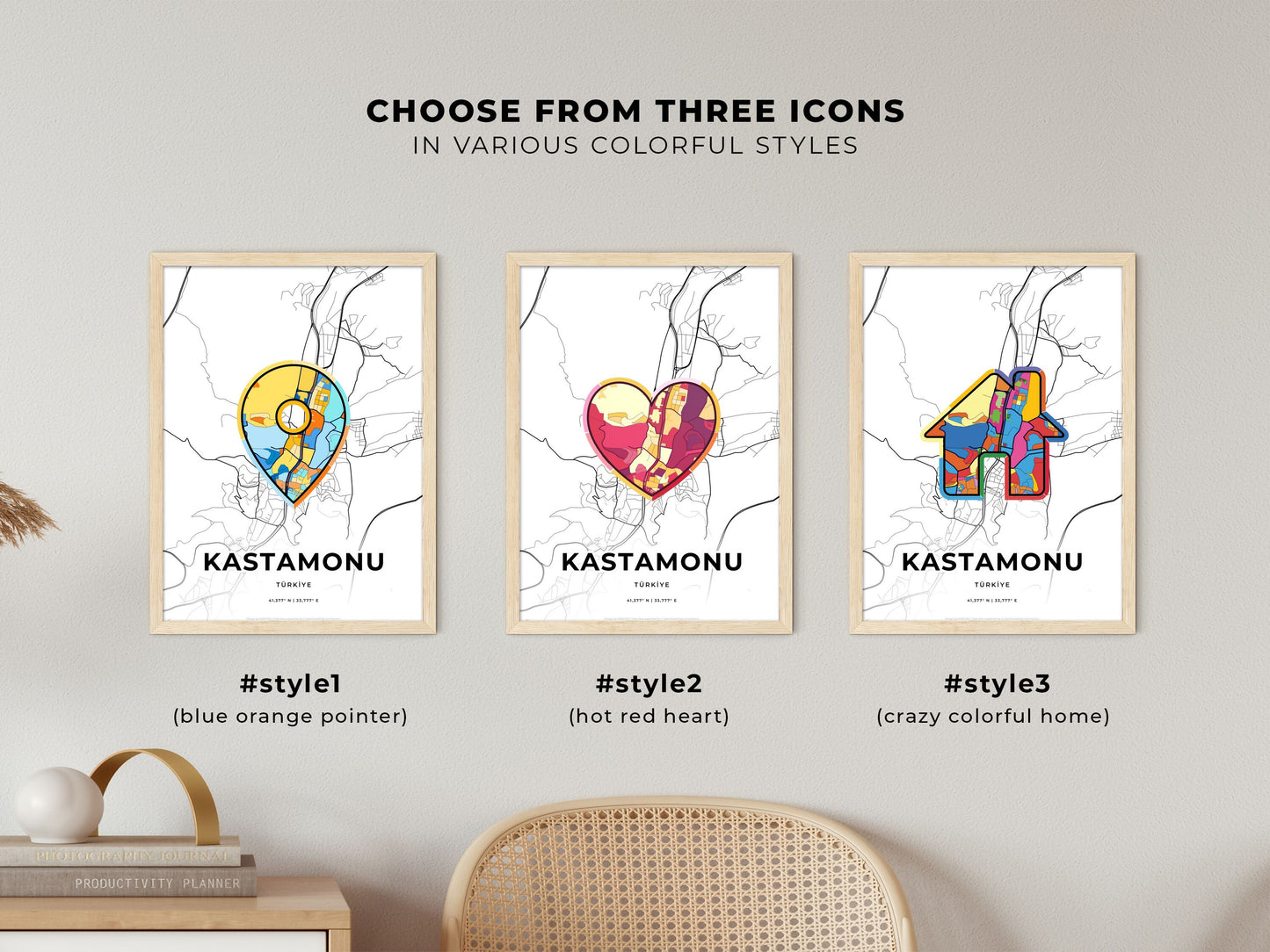 Kastamonu Turkey maps with colorful icons