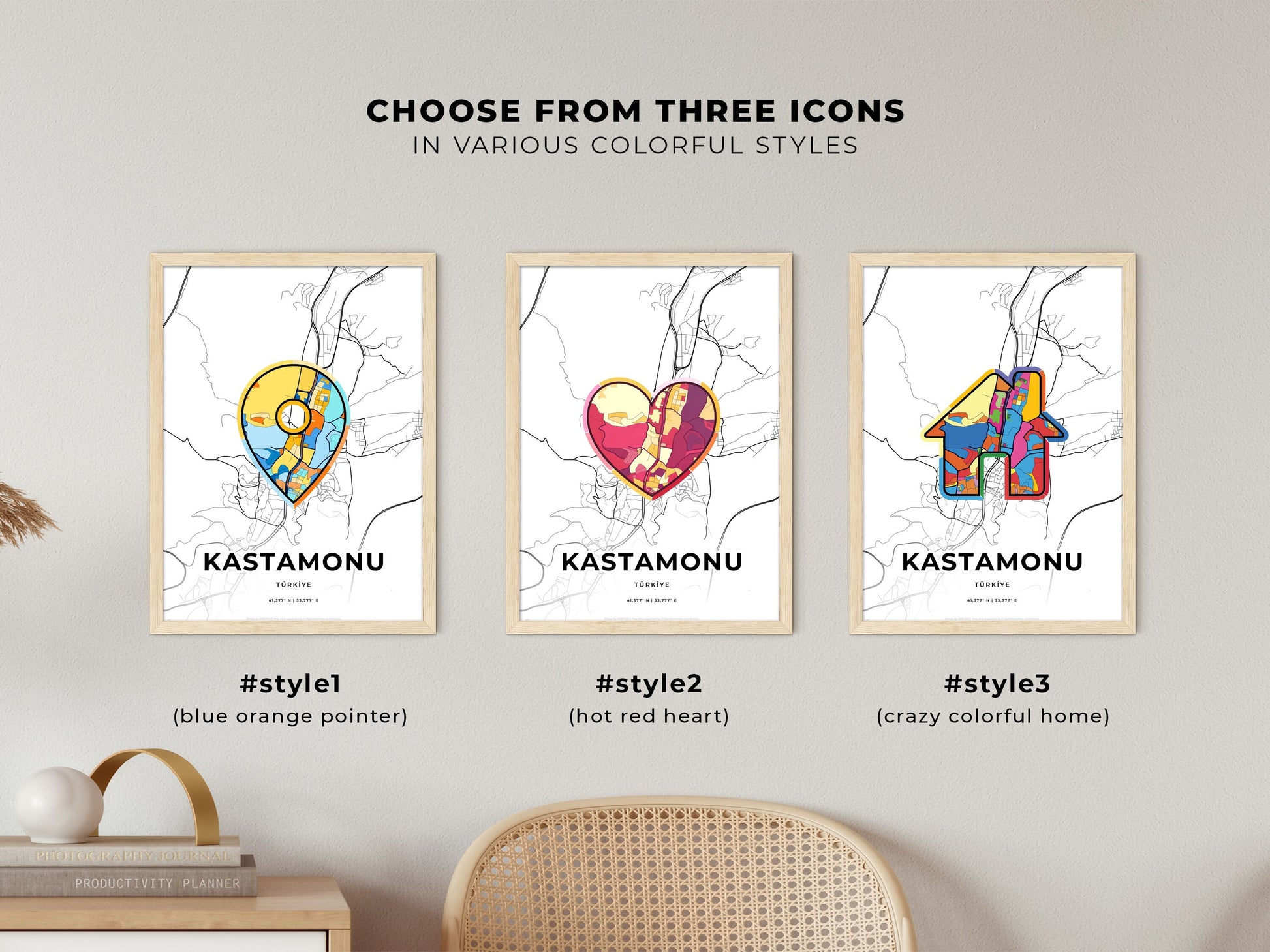 Kastamonu Turkey maps with colorful icons