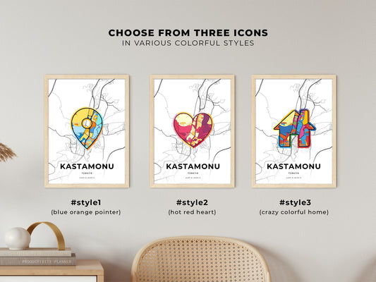 Kastamonu Turkey maps with colorful icons