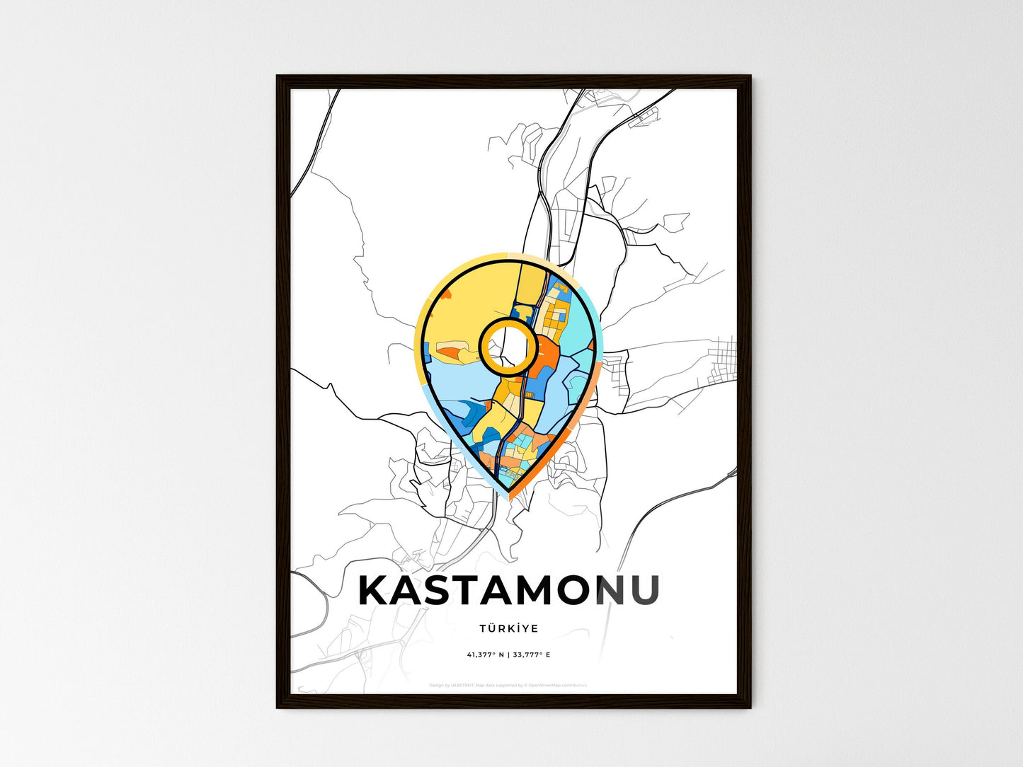 Kastamonu Turkey wedding art map with pointer icon