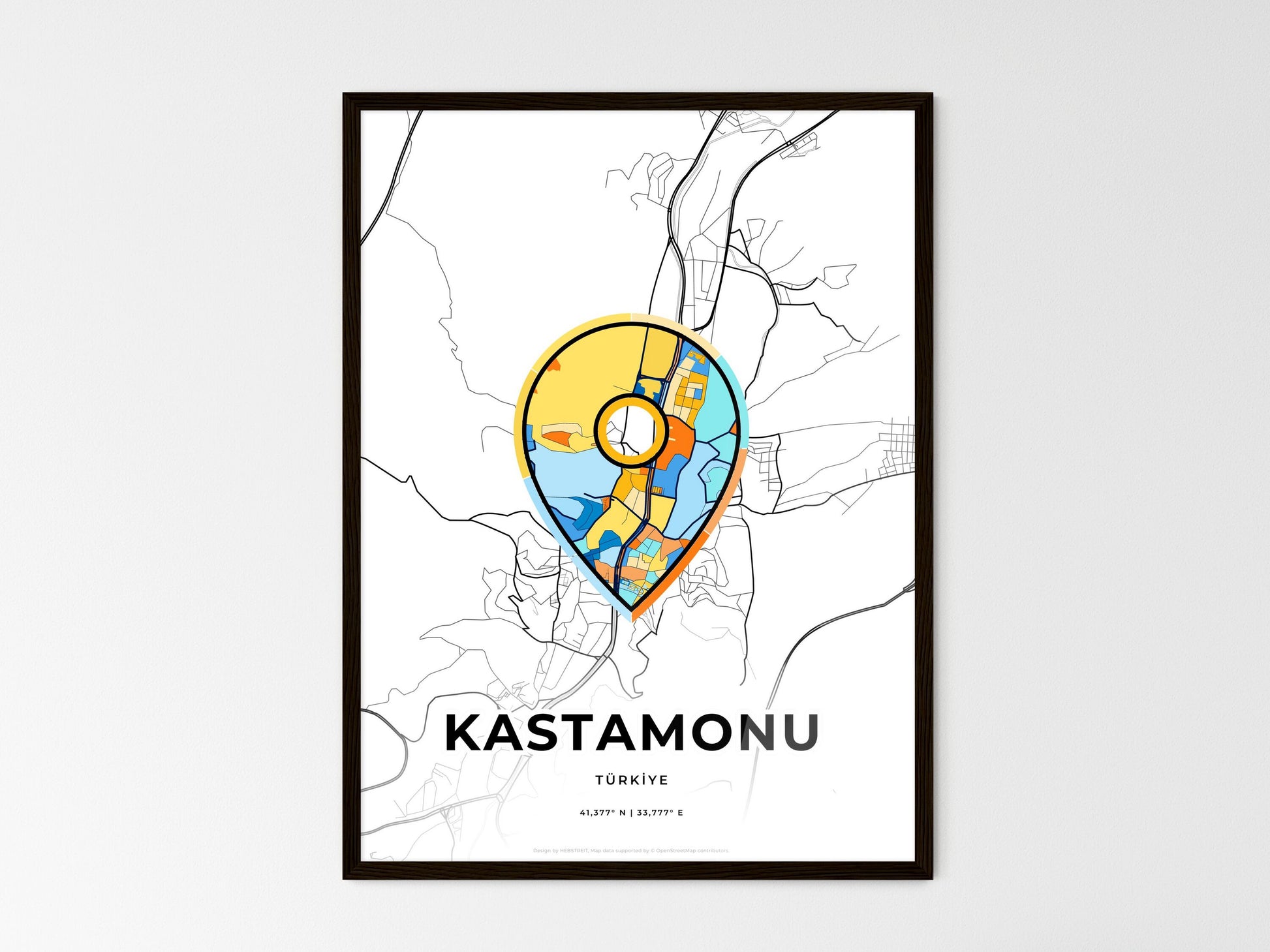 Kastamonu Turkey wedding art map with pointer icon