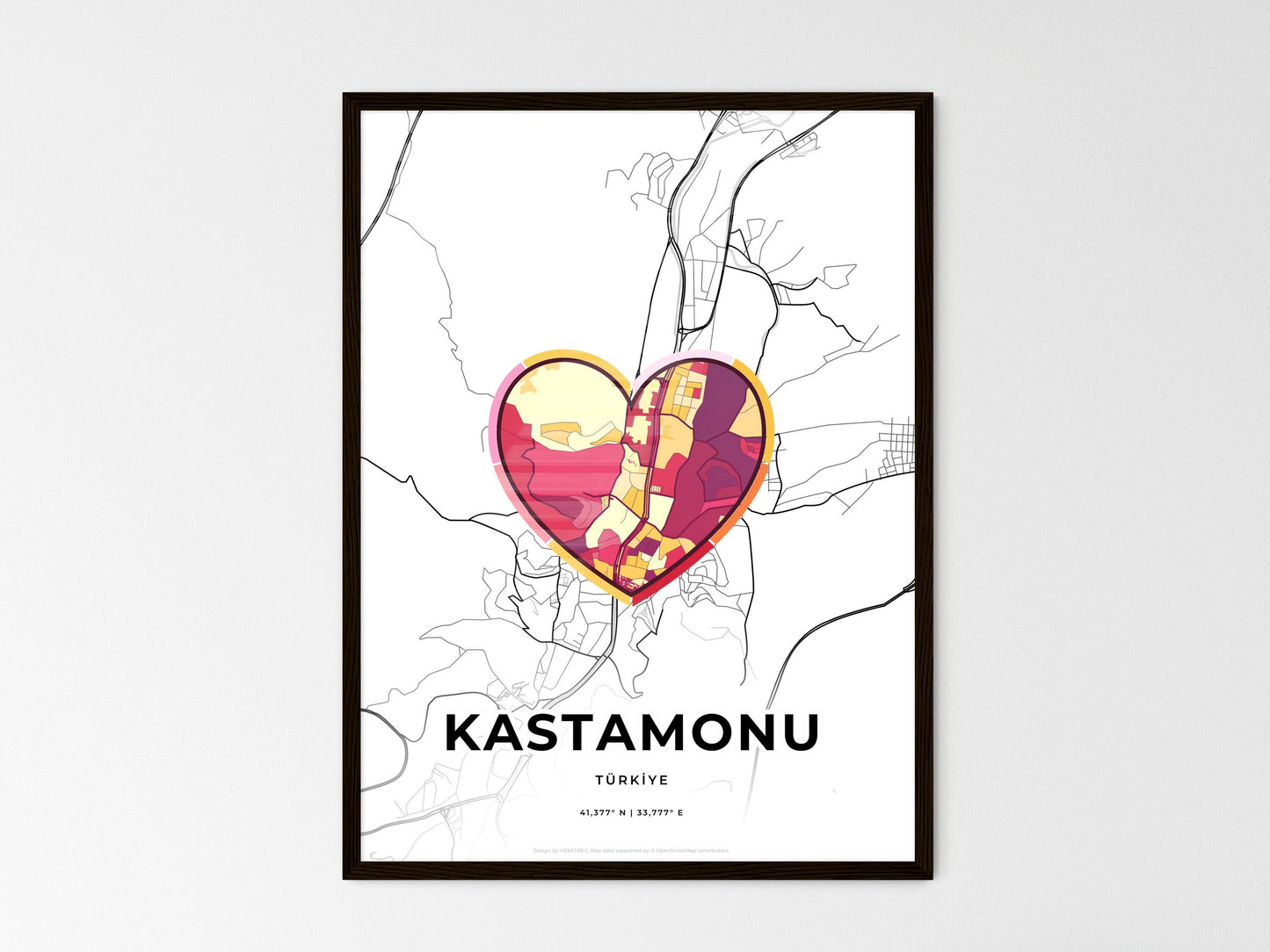 Kastamonu Turkey wedding art map with heart icon