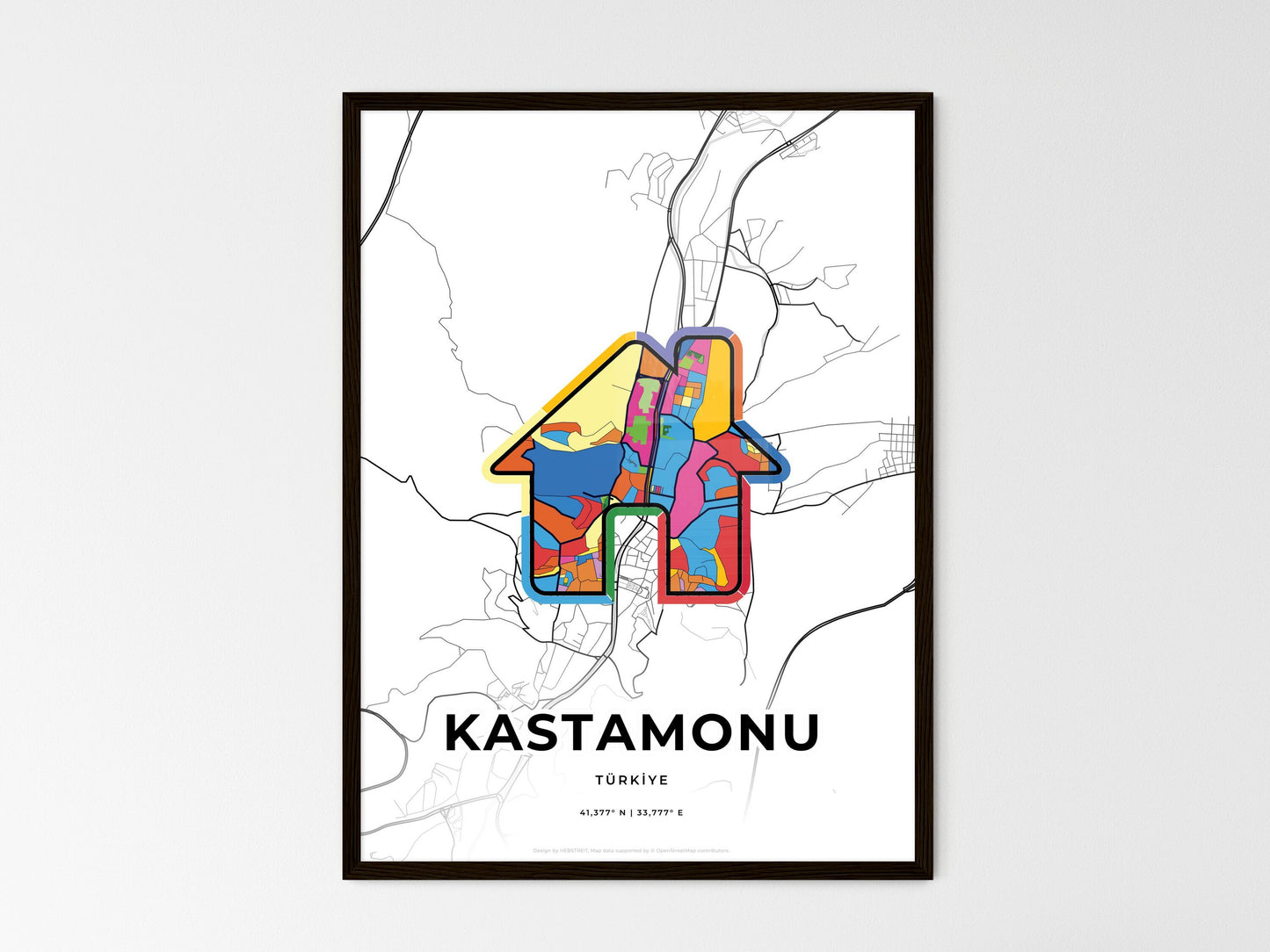 Kastamonu Turkey wedding art map with home icon