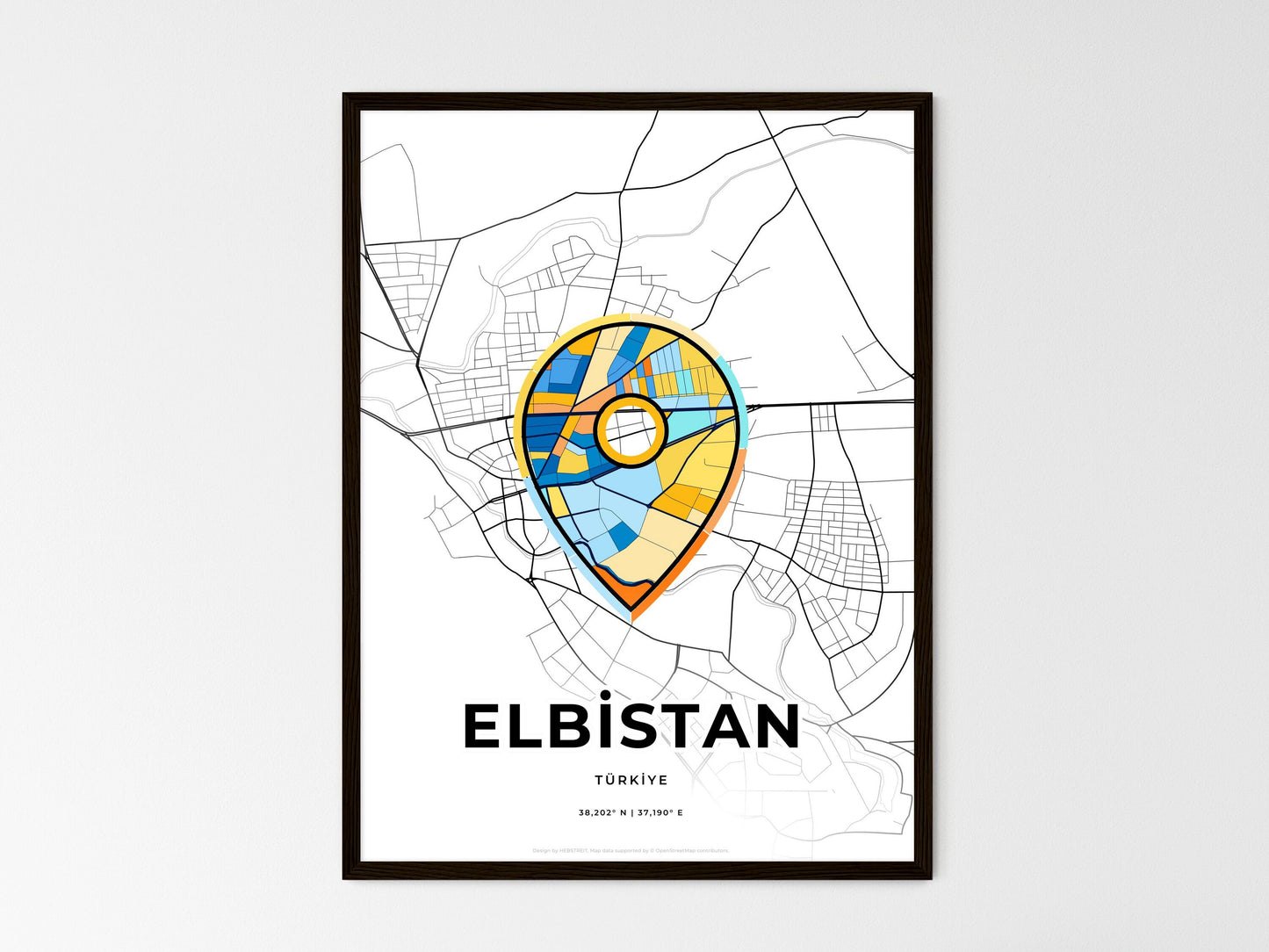 Elbistan Turkey wedding art map with pointer icon