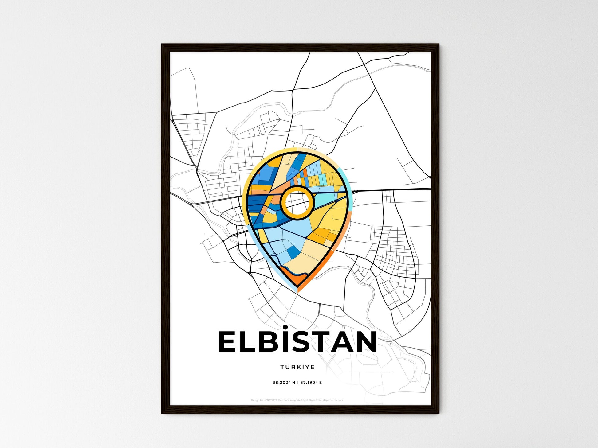 Elbistan Turkey wedding art map with pointer icon