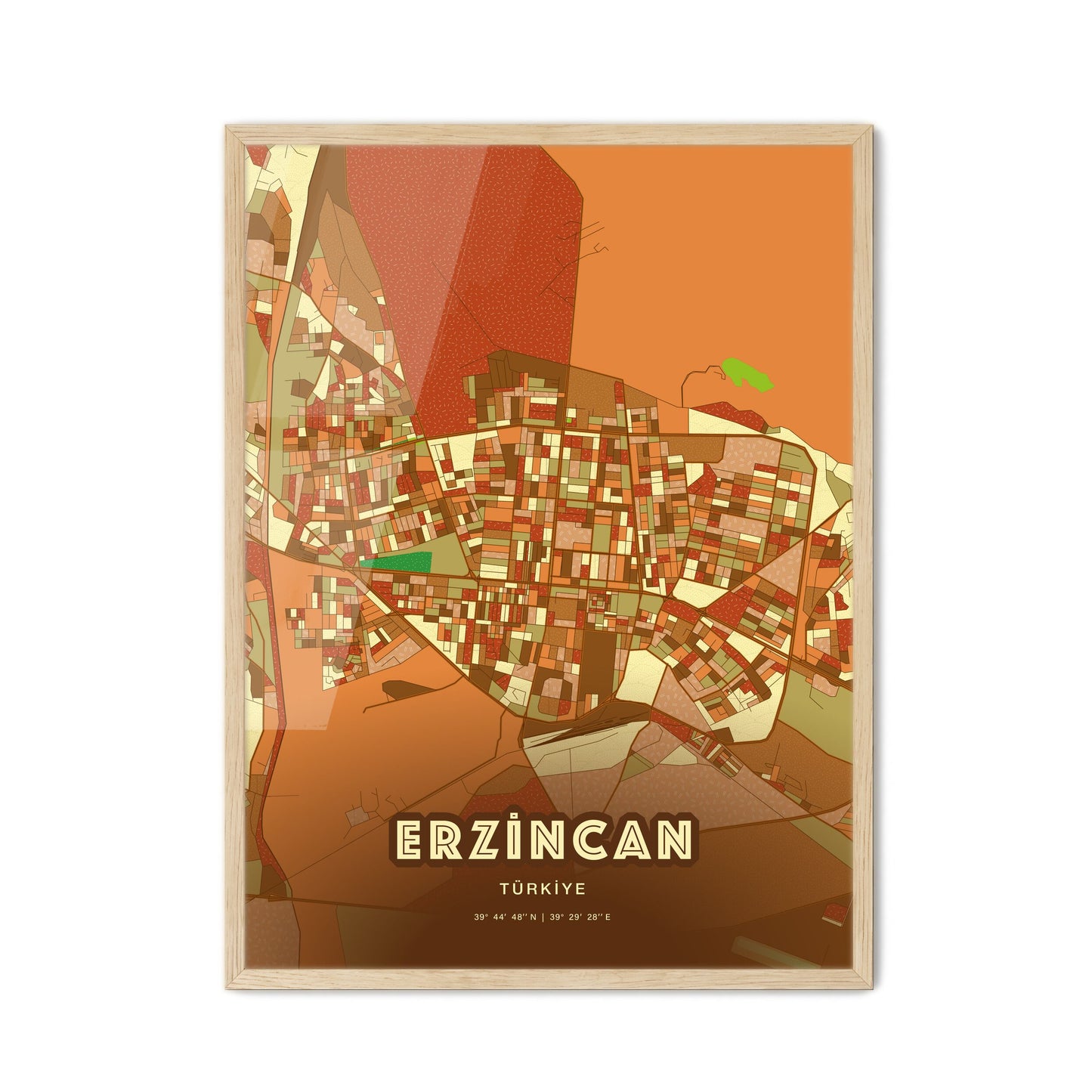 Colorful ERZINCAN TURKEY Fine Art Map Farmhouse