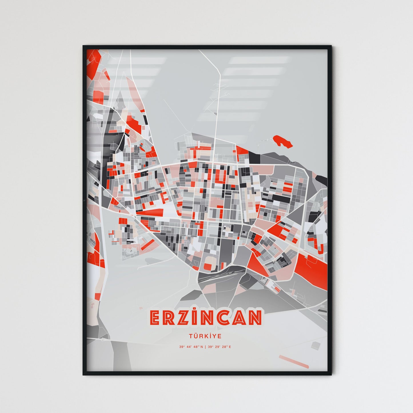 Colorful ERZINCAN TURKEY Fine Art Map Modern