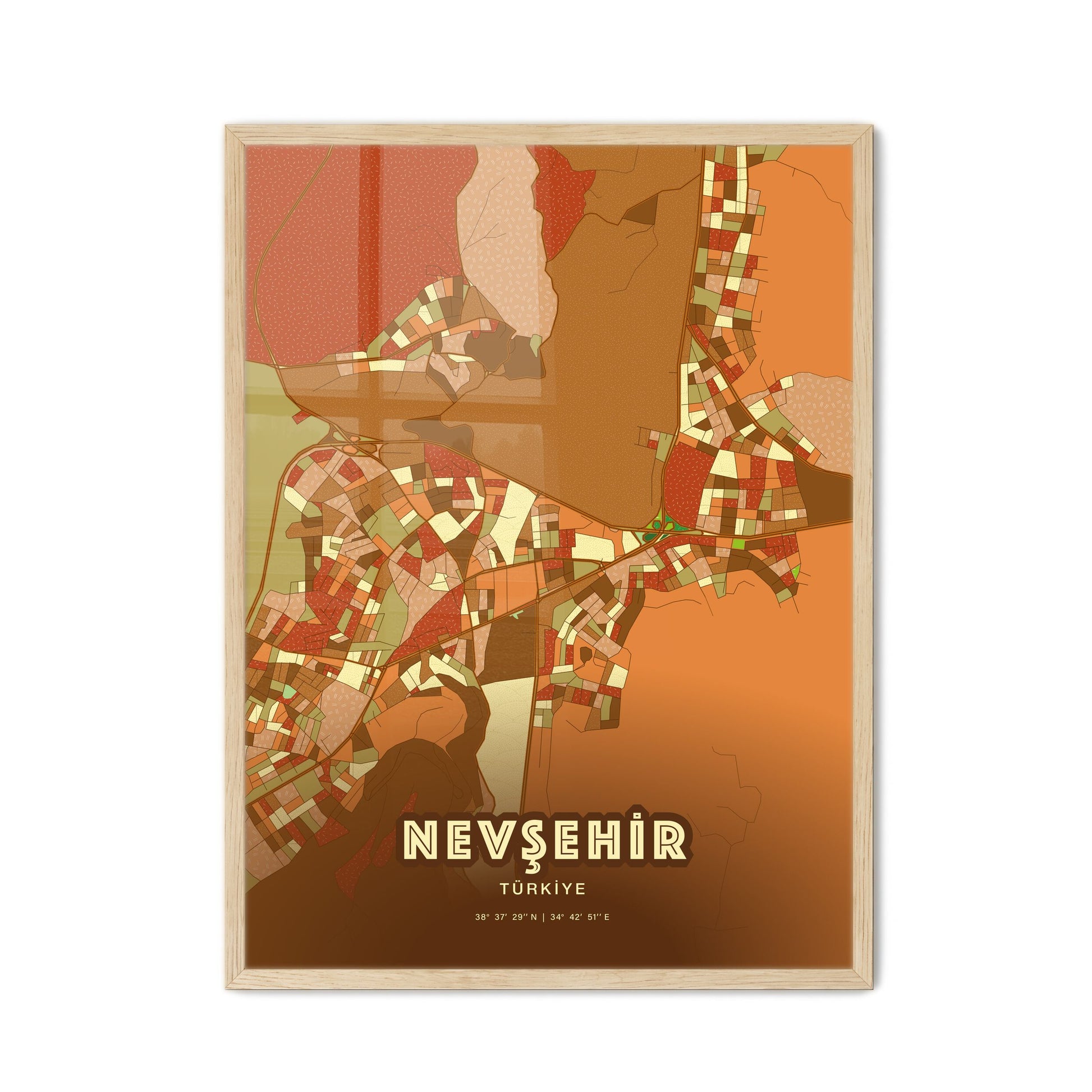 Colorful NEVŞEHIR TURKEY Fine Art Map Farmhouse