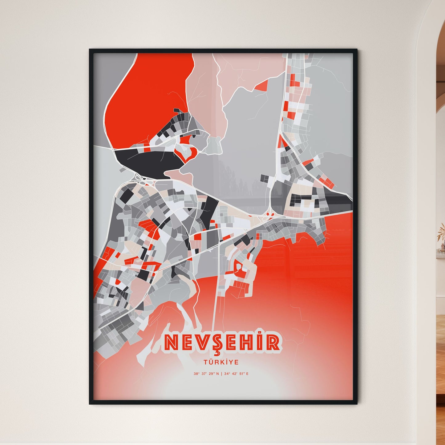 Colorful NEVŞEHIR TURKEY Fine Art Map Modern