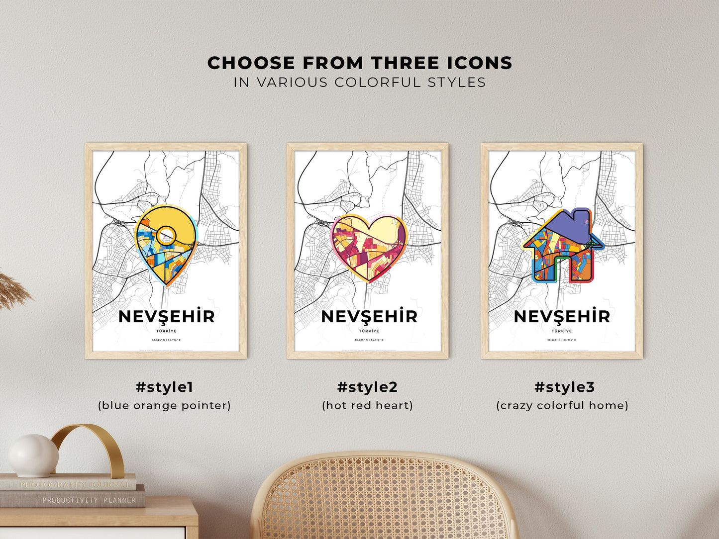 Nevşehir Turkey maps with colorful icons