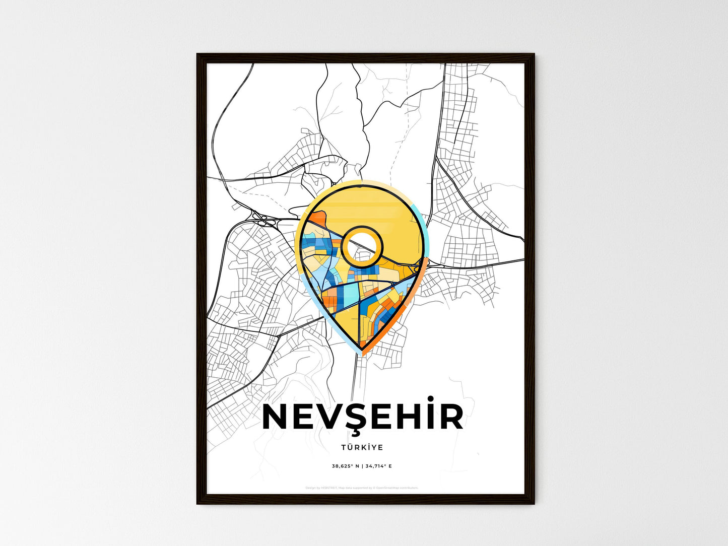 Nevşehir Turkey wedding art map with pointer icon