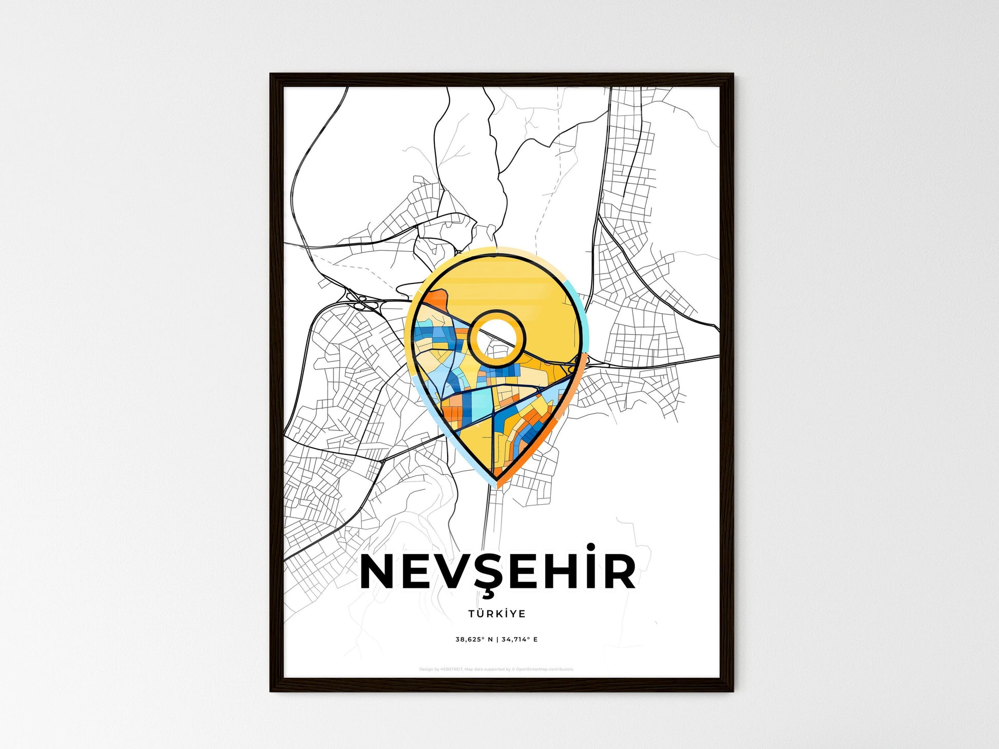 Nevşehir Turkey wedding art map with pointer icon