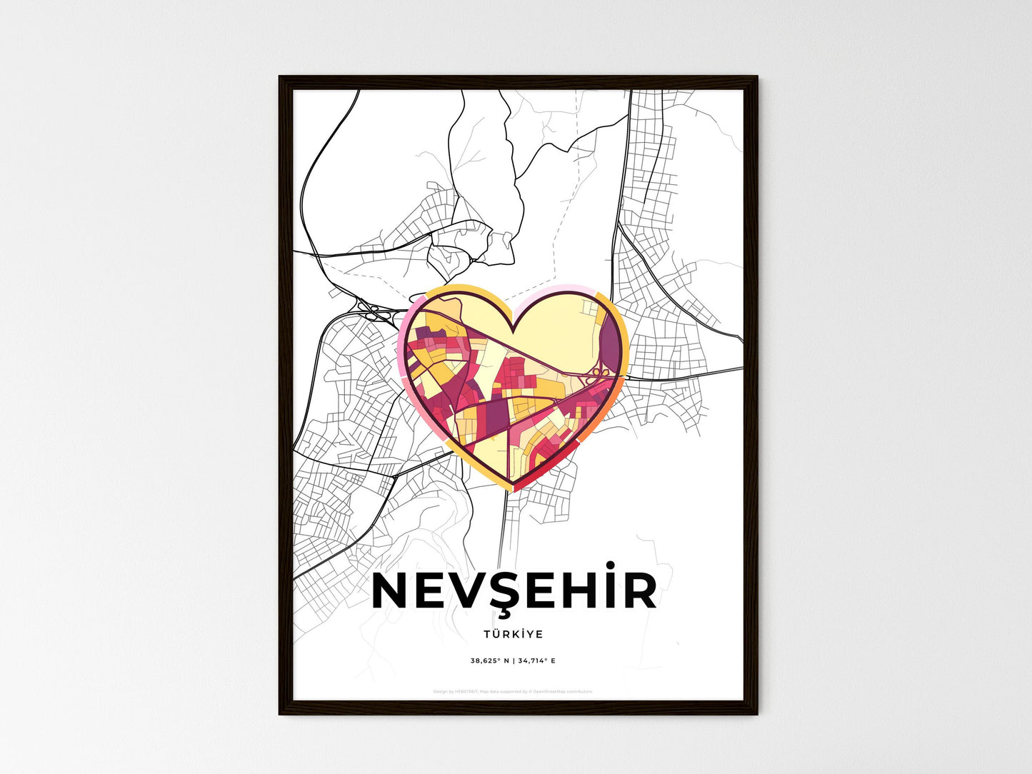 Nevşehir Turkey wedding art map with heart icon