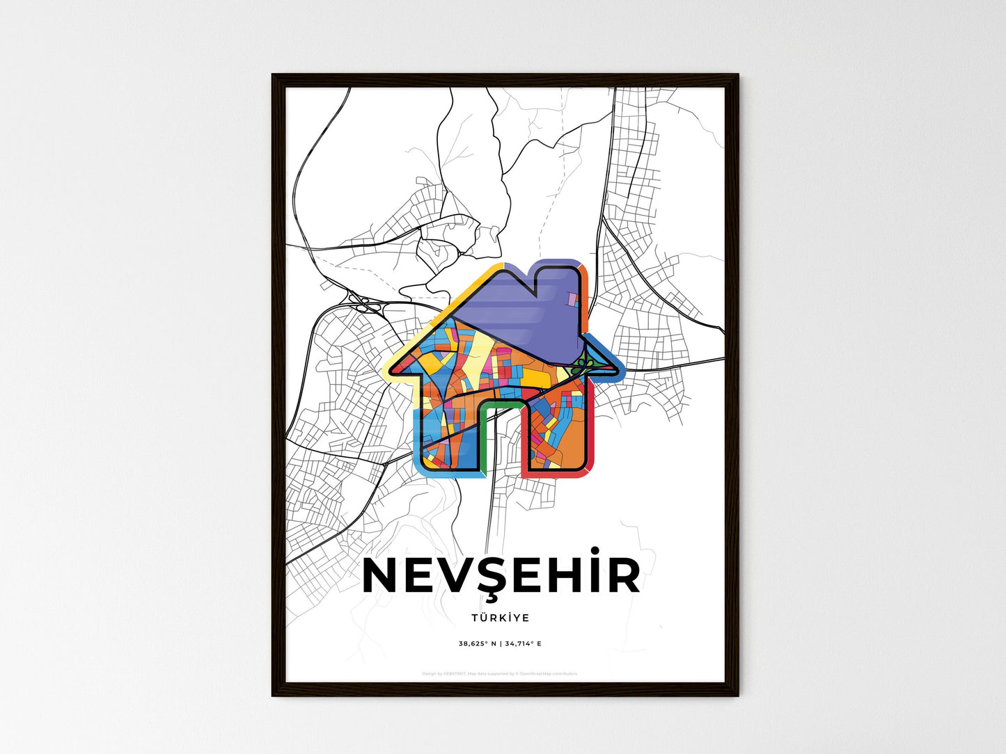 Nevşehir Turkey wedding art map with home icon