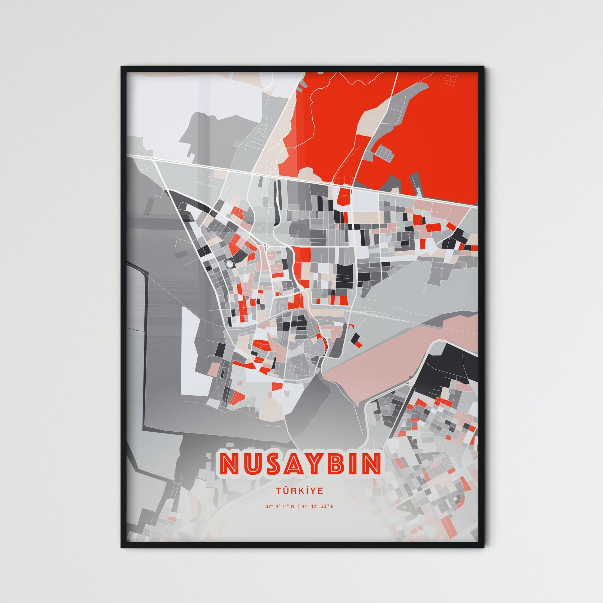 Colorful NUSAYBIN TURKEY Fine Art Map Modern