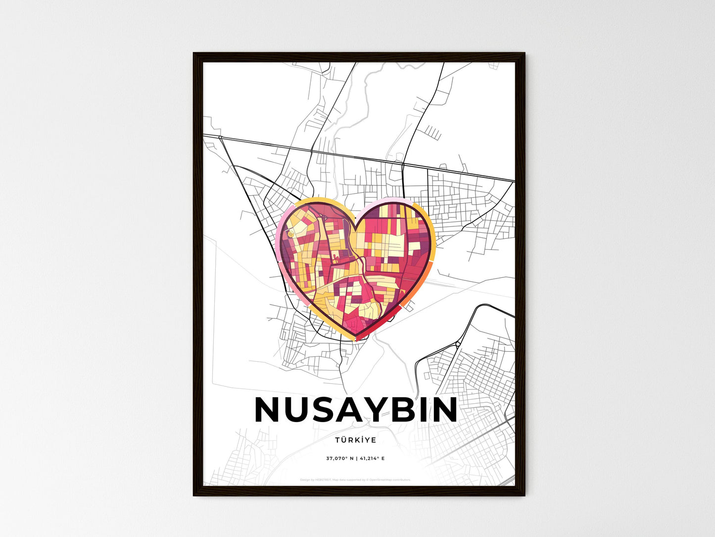 Nusaybin Turkey wedding art map with heart icon