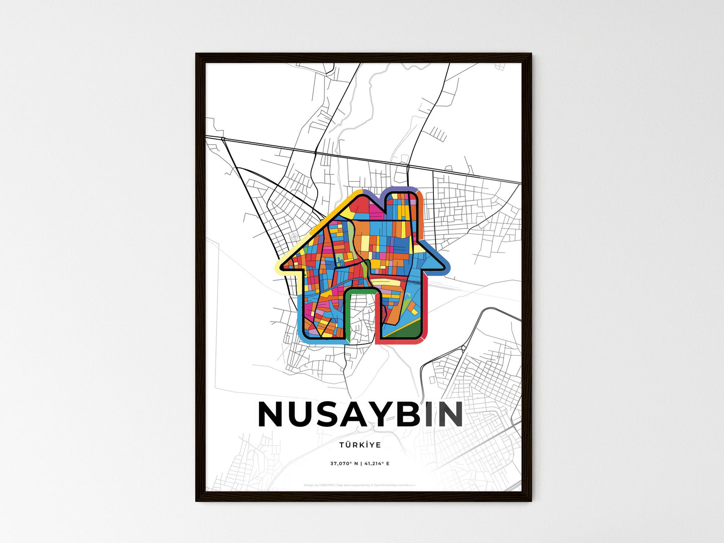 Nusaybin Turkey wedding art map with home icon