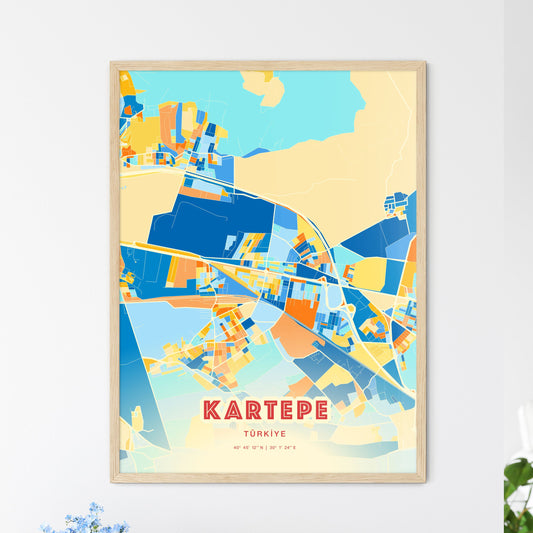 Colorful KARTEPE TURKEY Fine Art Map Blue Orange