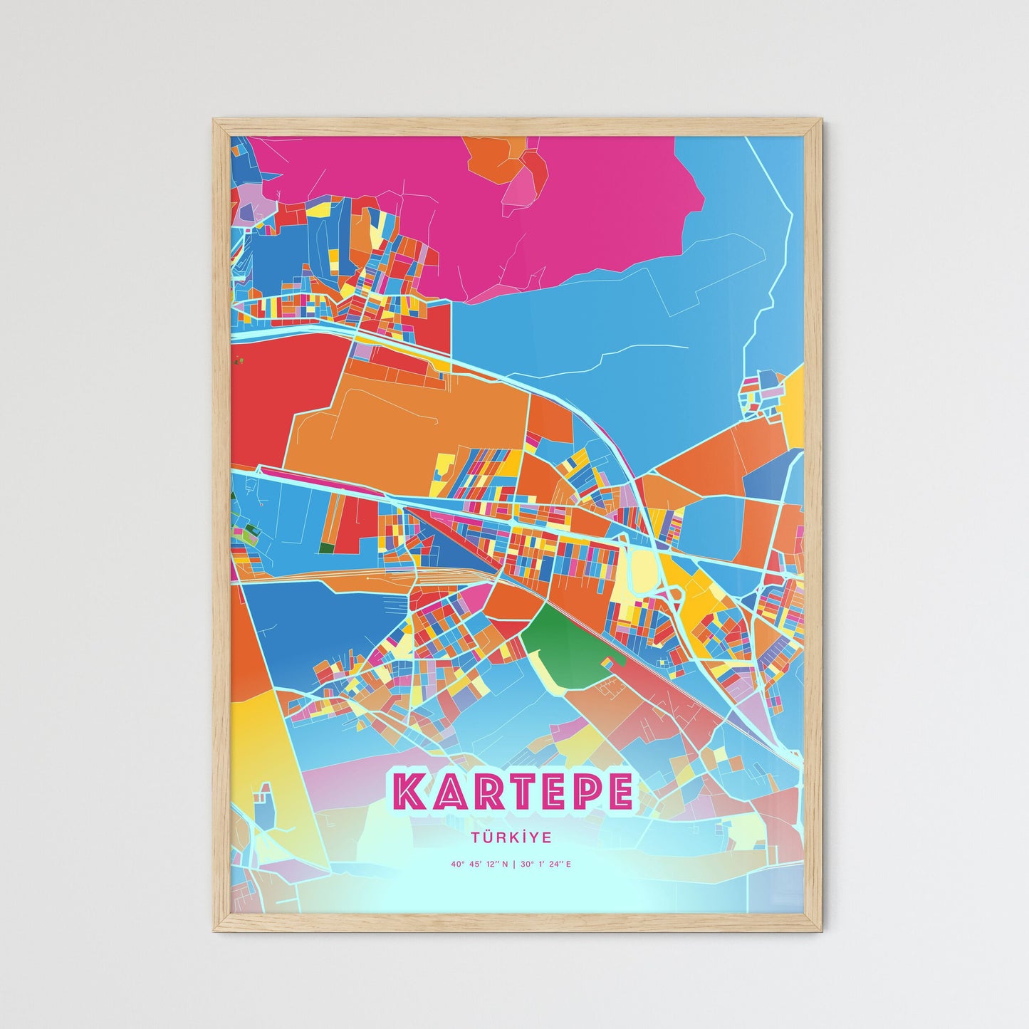 Colorful KARTEPE TURKEY Fine Art Map Crazy Colors
