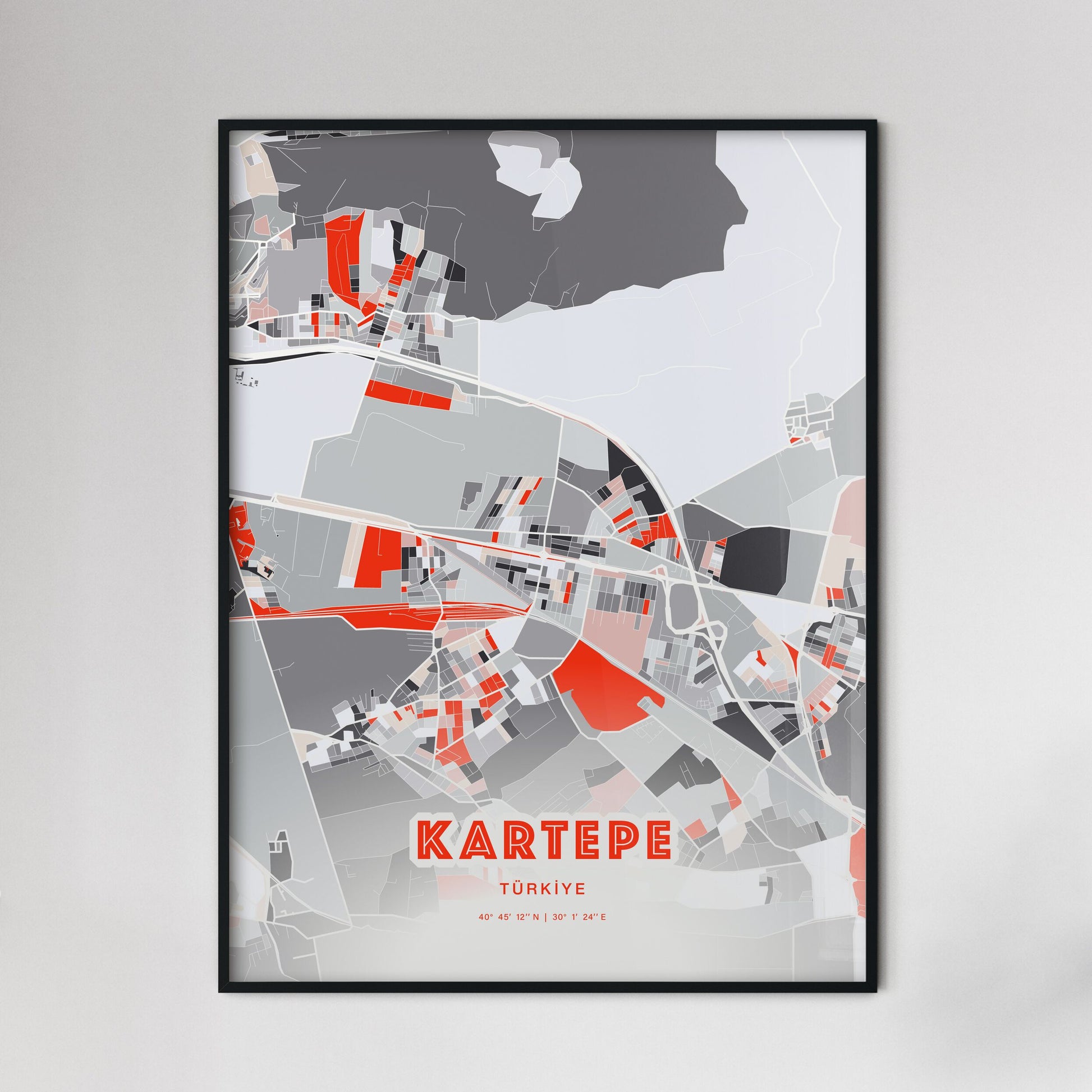 Colorful KARTEPE TURKEY Fine Art Map Modern