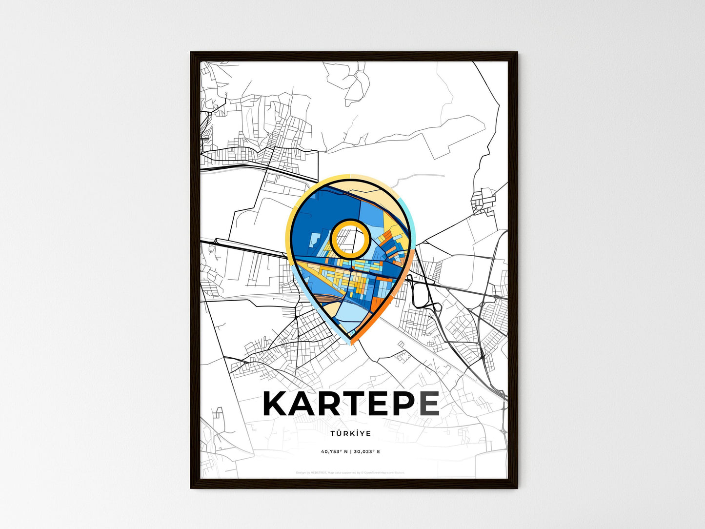 Kartepe Turkey wedding art map with pointer icon