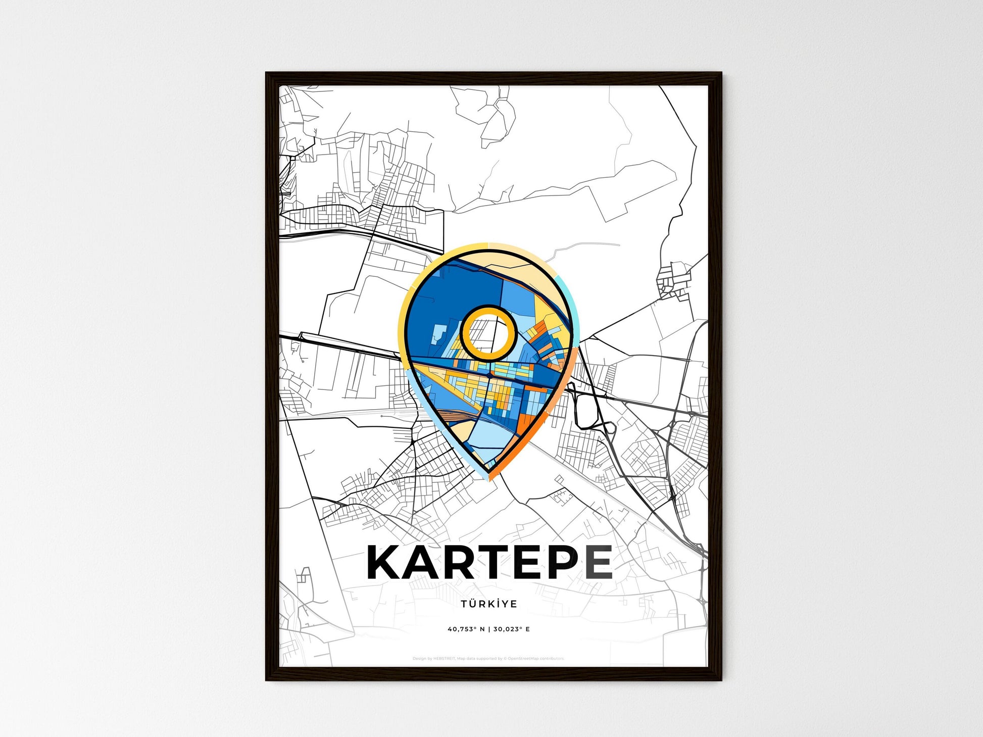 Kartepe Turkey wedding art map with pointer icon