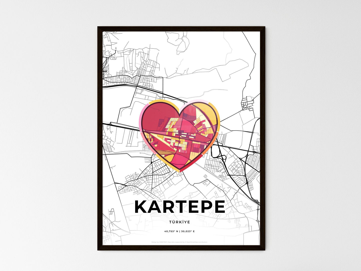 Kartepe Turkey wedding art map with heart icon
