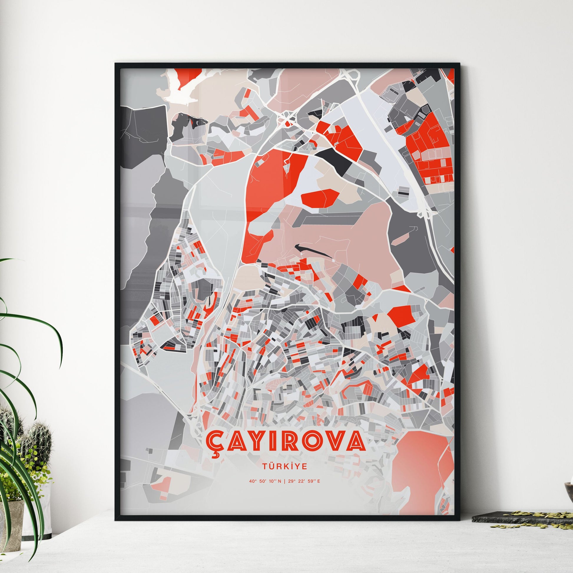 Colorful ÇAYIROVA TURKEY Fine Art Map Modern