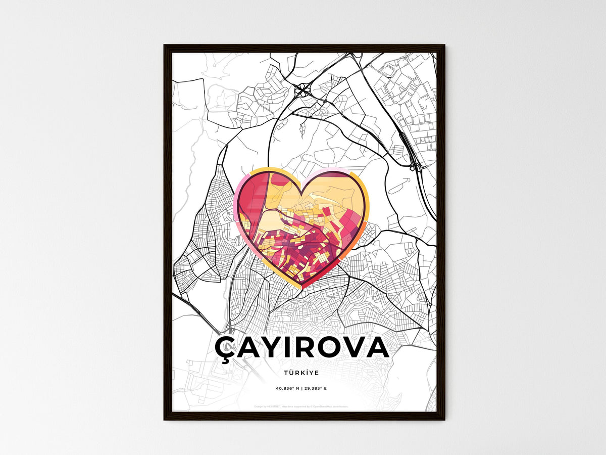 Çayirova Turkey wedding art map with heart icon
