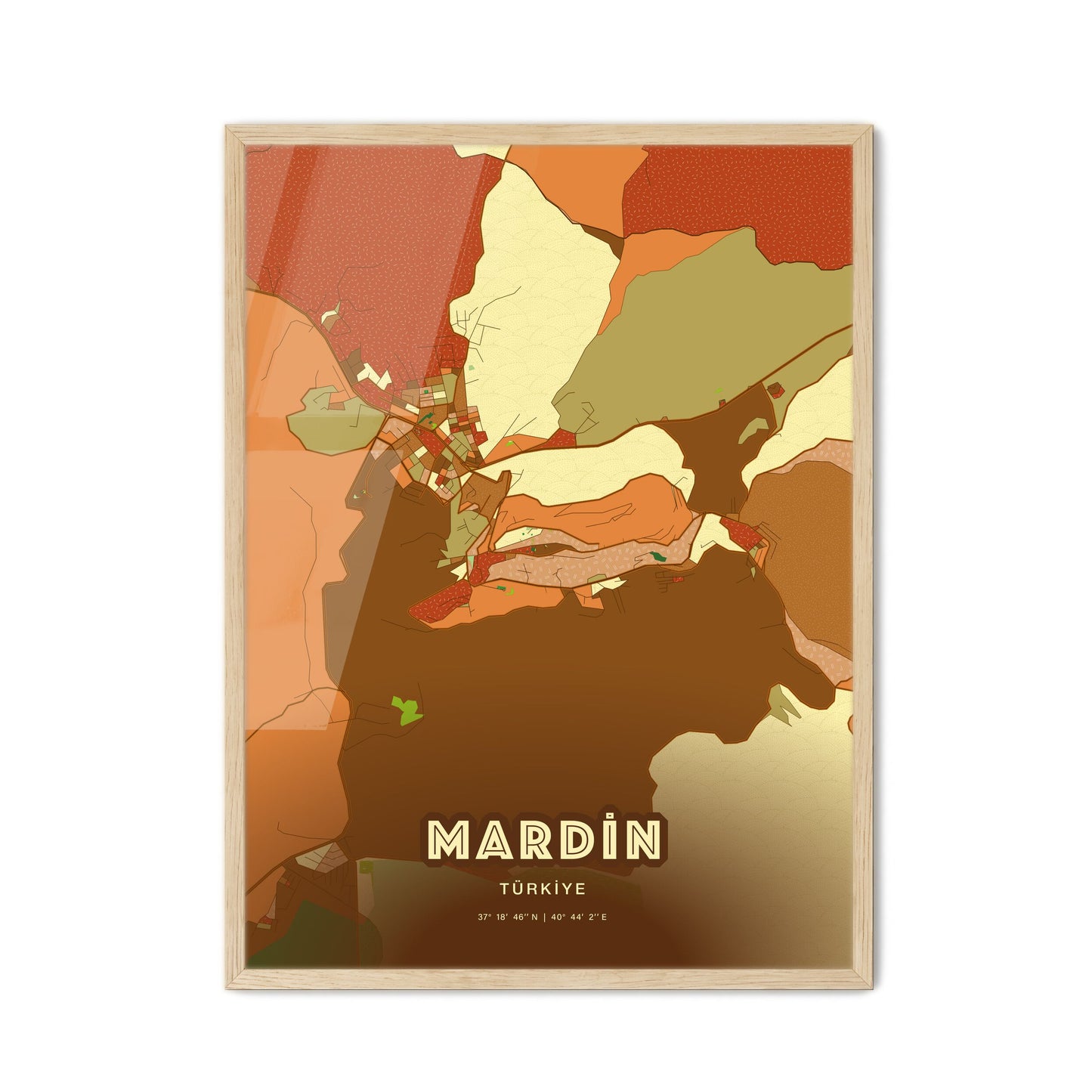 Colorful MARDIN TURKEY Fine Art Map Farmhouse