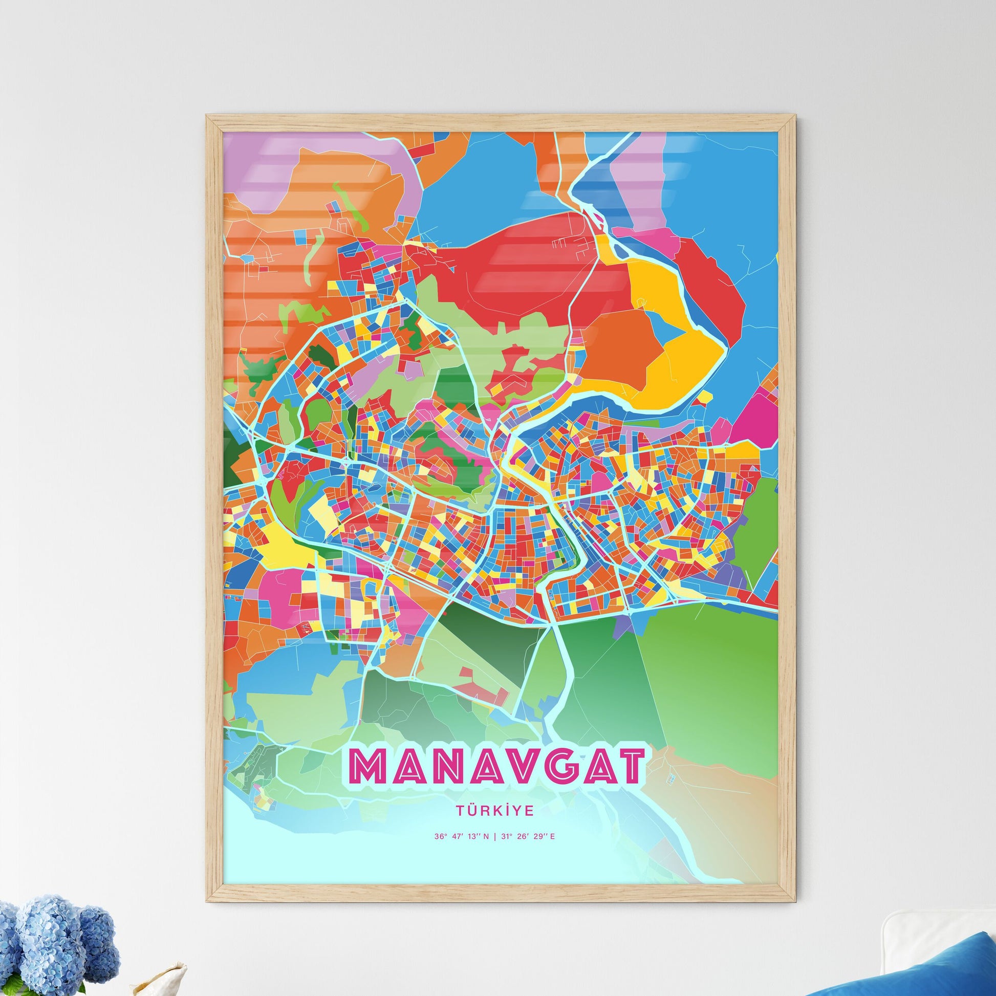 Colorful MANAVGAT TURKEY Fine Art Map Crazy Colors