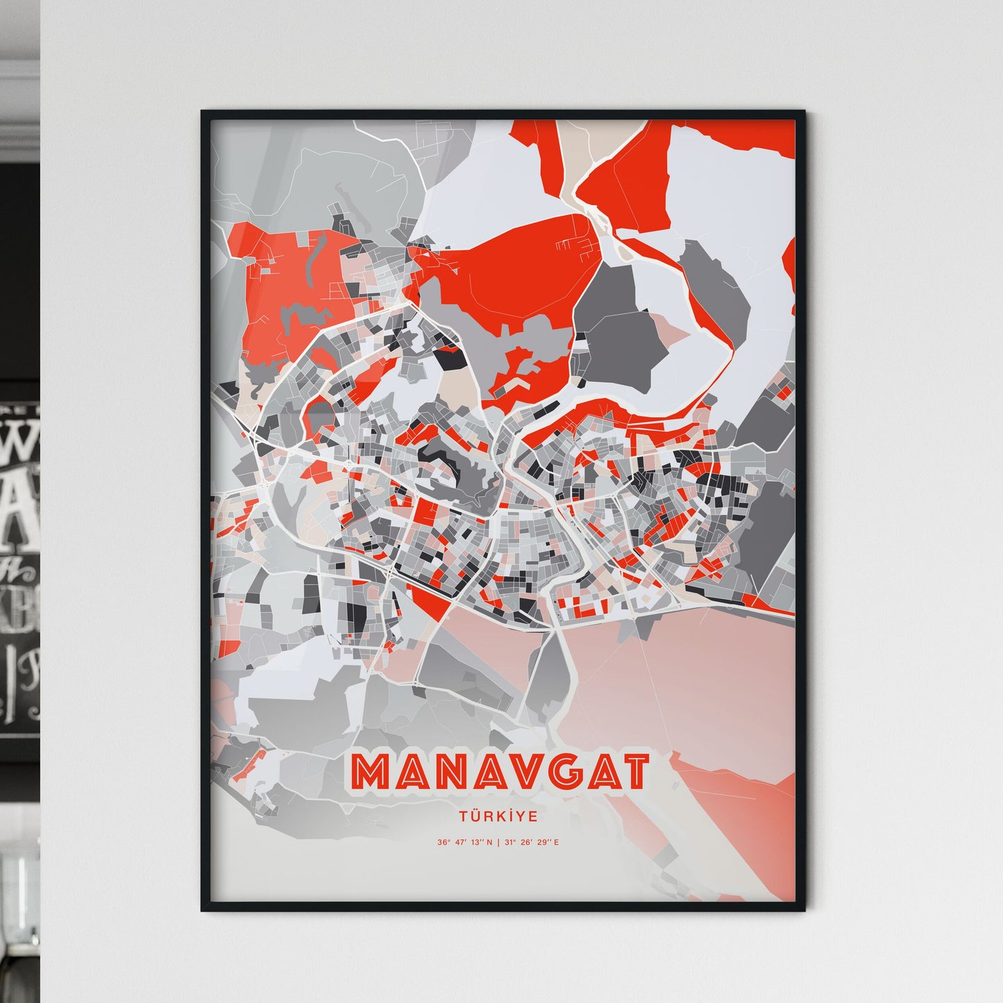 Colorful MANAVGAT TURKEY Fine Art Map Modern