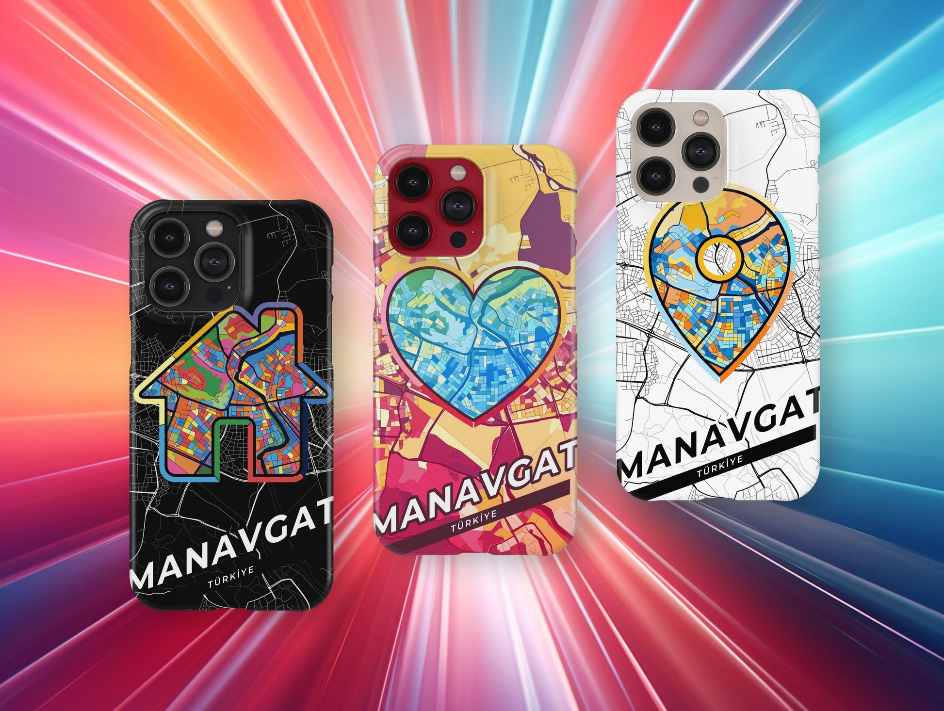 Manavgat Turkey slim phone case with colorful icon. Birthday, wedding or housewarming gift. Couple match cases.