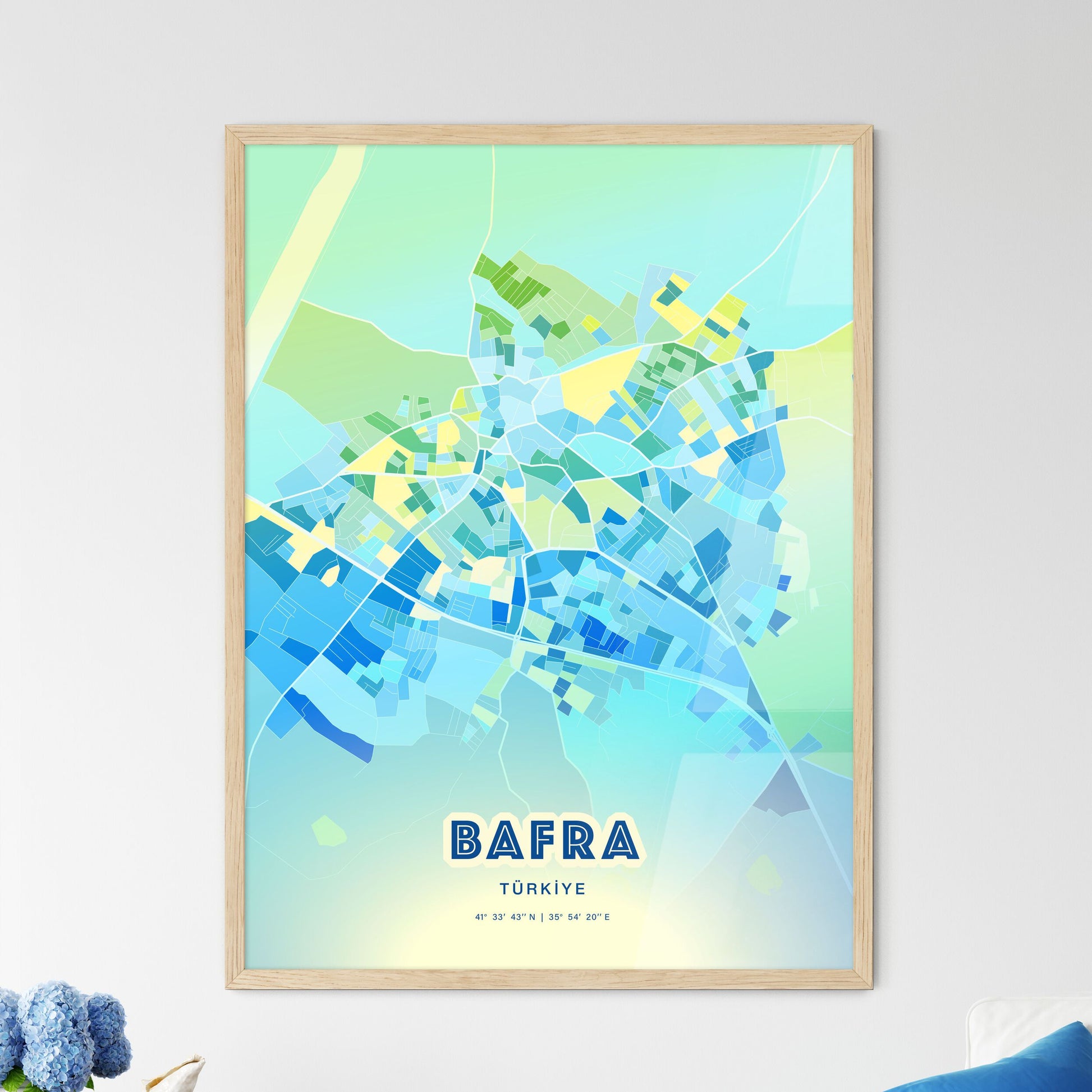 Colorful BAFRA TURKEY Fine Art Map Cool Blue