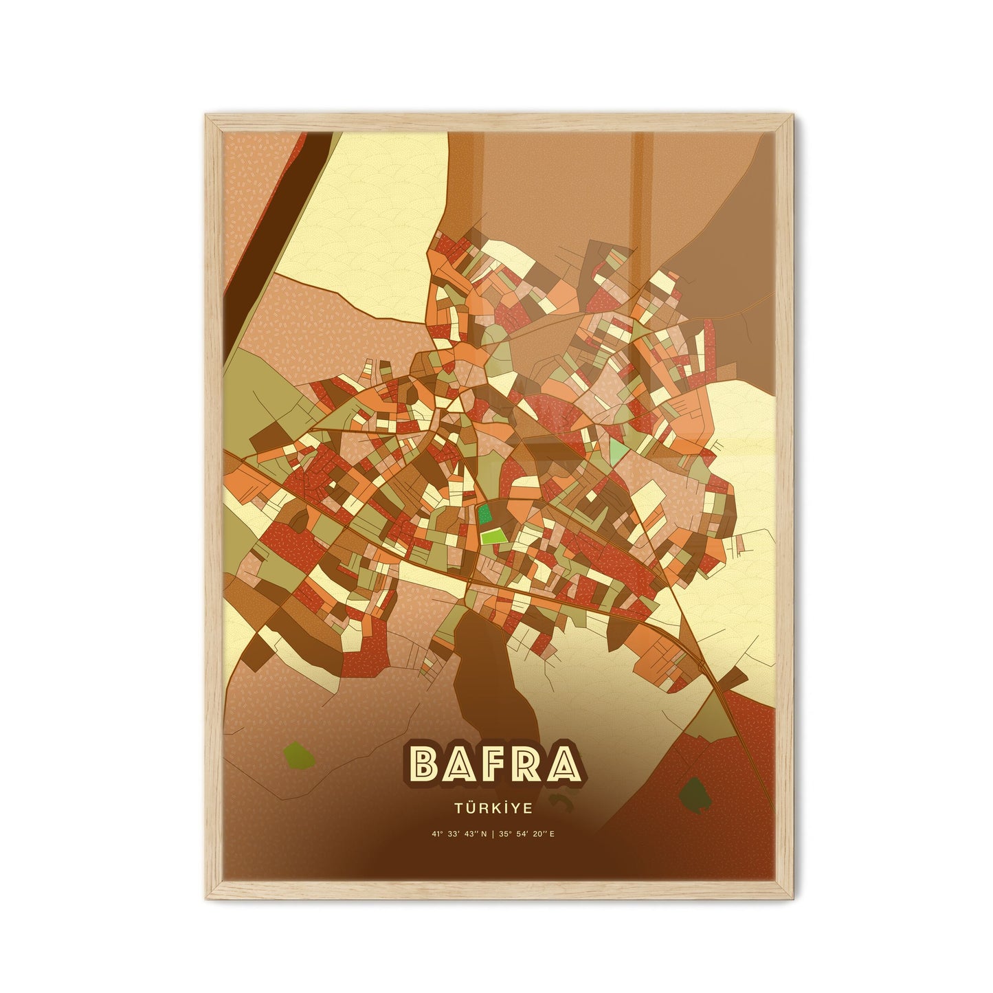 Colorful BAFRA TURKEY Fine Art Map Farmhouse