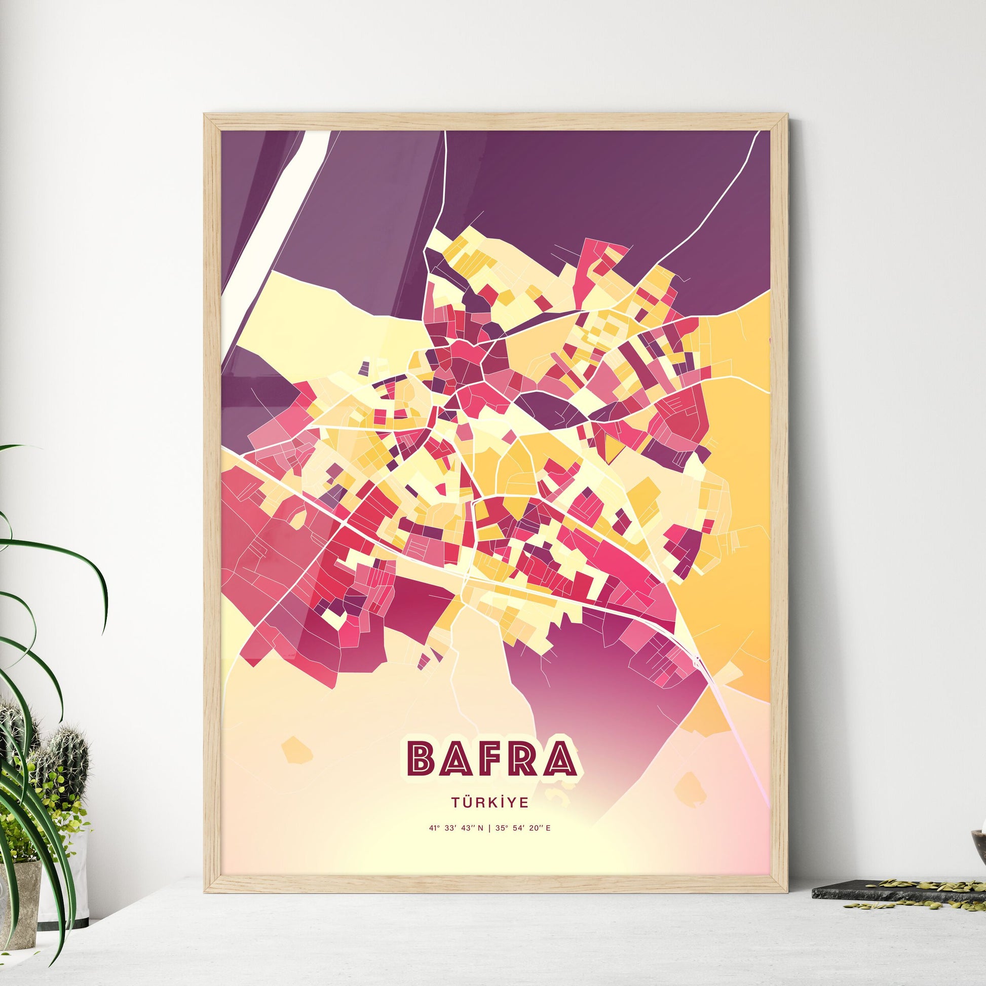 Colorful BAFRA TURKEY Fine Art Map Hot Red