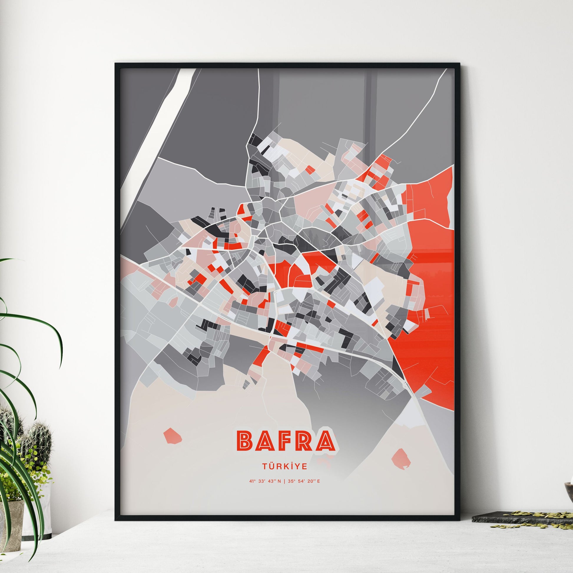 Colorful BAFRA TURKEY Fine Art Map Modern